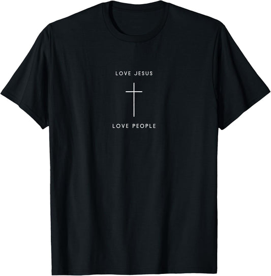 Love Jesus Love People Cross - Minimalist Christian Jesus T-Shirt - T-Shirt | Black