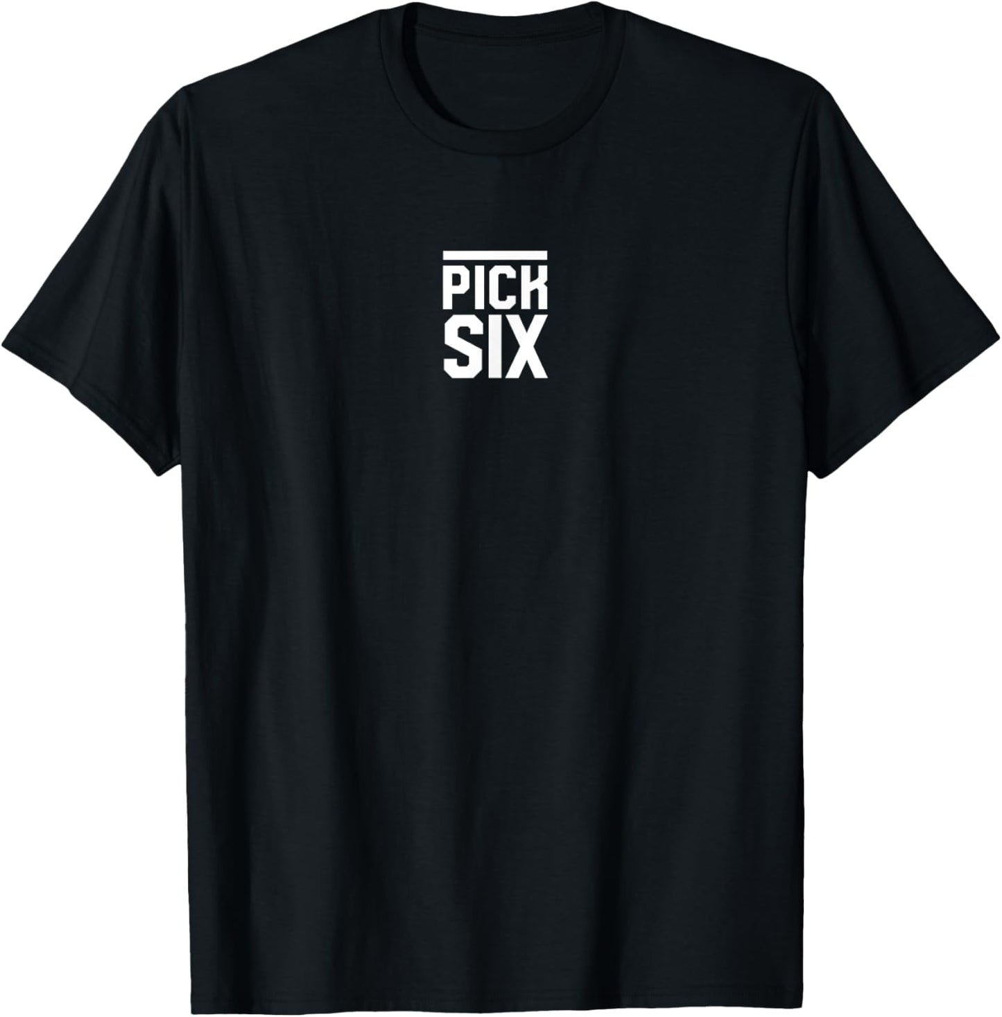 Pick Six Font small center T-Shirt - T-Shirt | Black