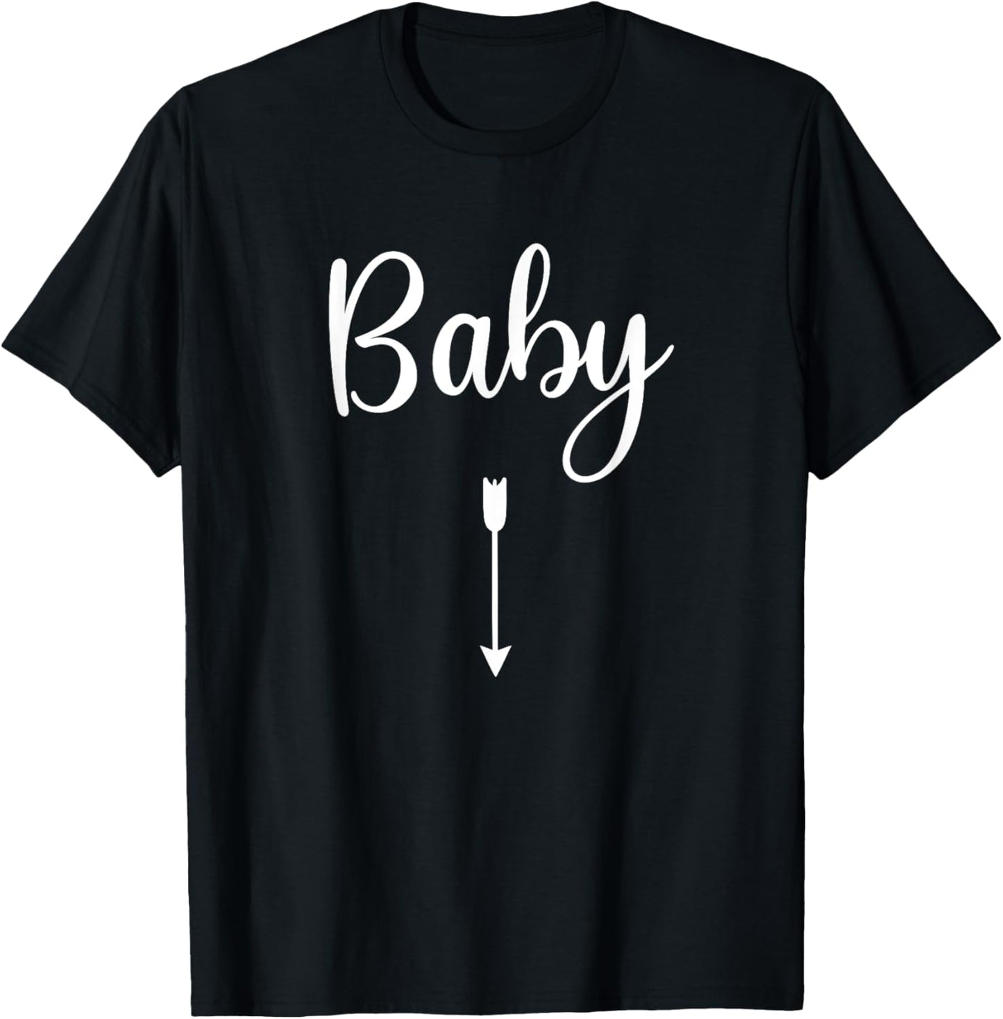Baby with Arrow Pointing Down to Belly Matching Pregnancy T-Shirt - T-Shirt | Black