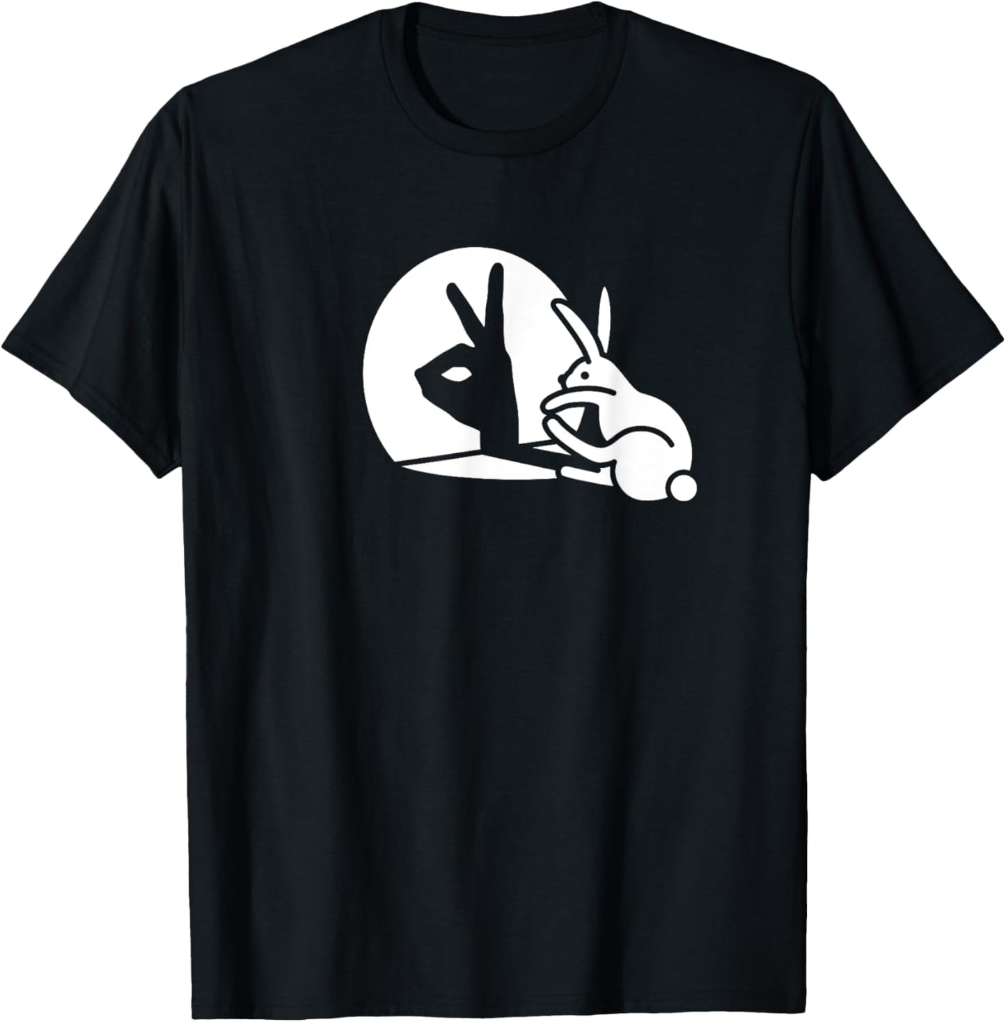Funny Rabbit hand shadow projection bunny hare pop art T-Shirt - T-Shirt | Black