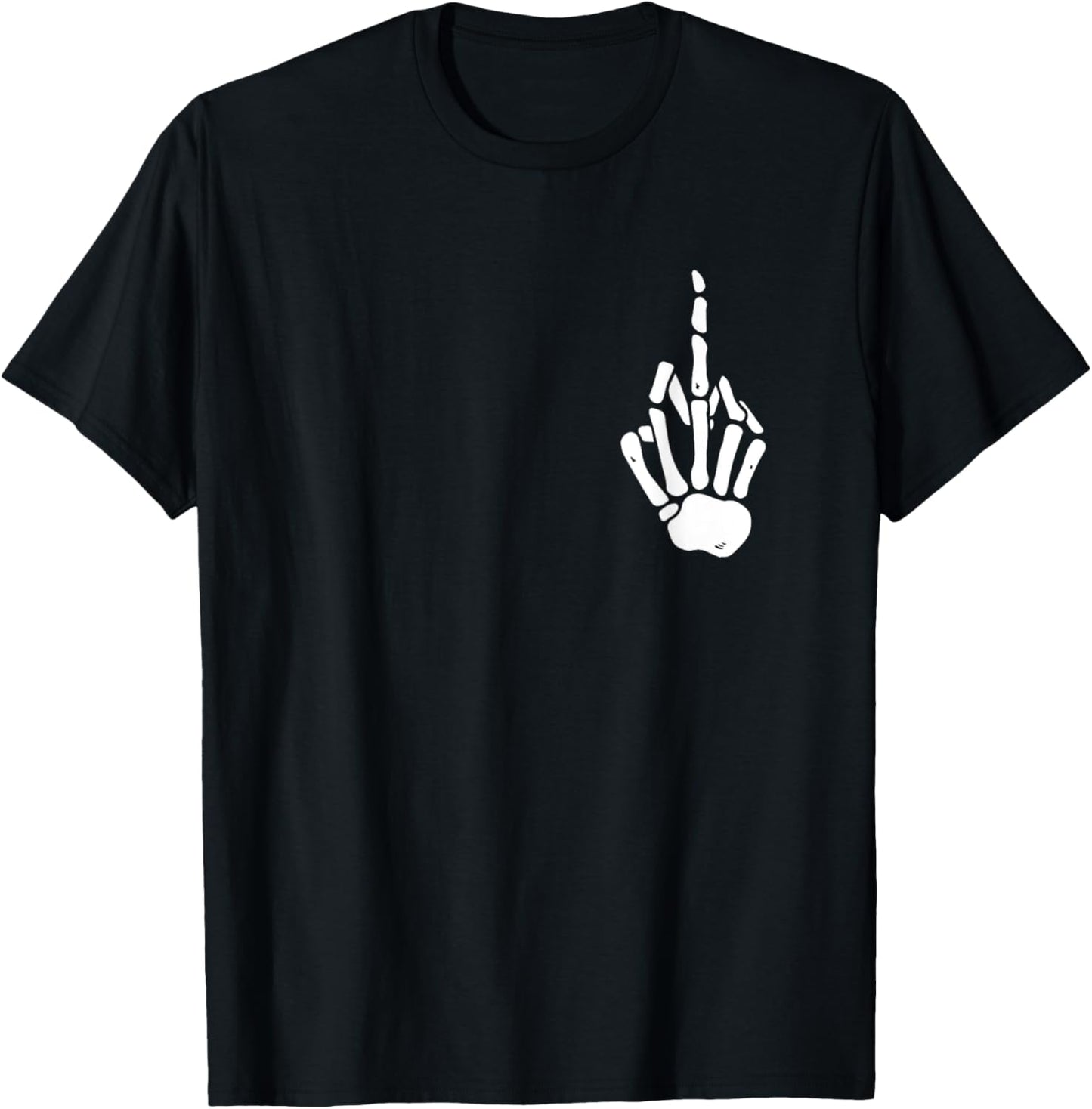Skeleton Hand Middle Finger Pocket Skeleton Bones Fuck Off T-Shirt - T-Shirt | Black