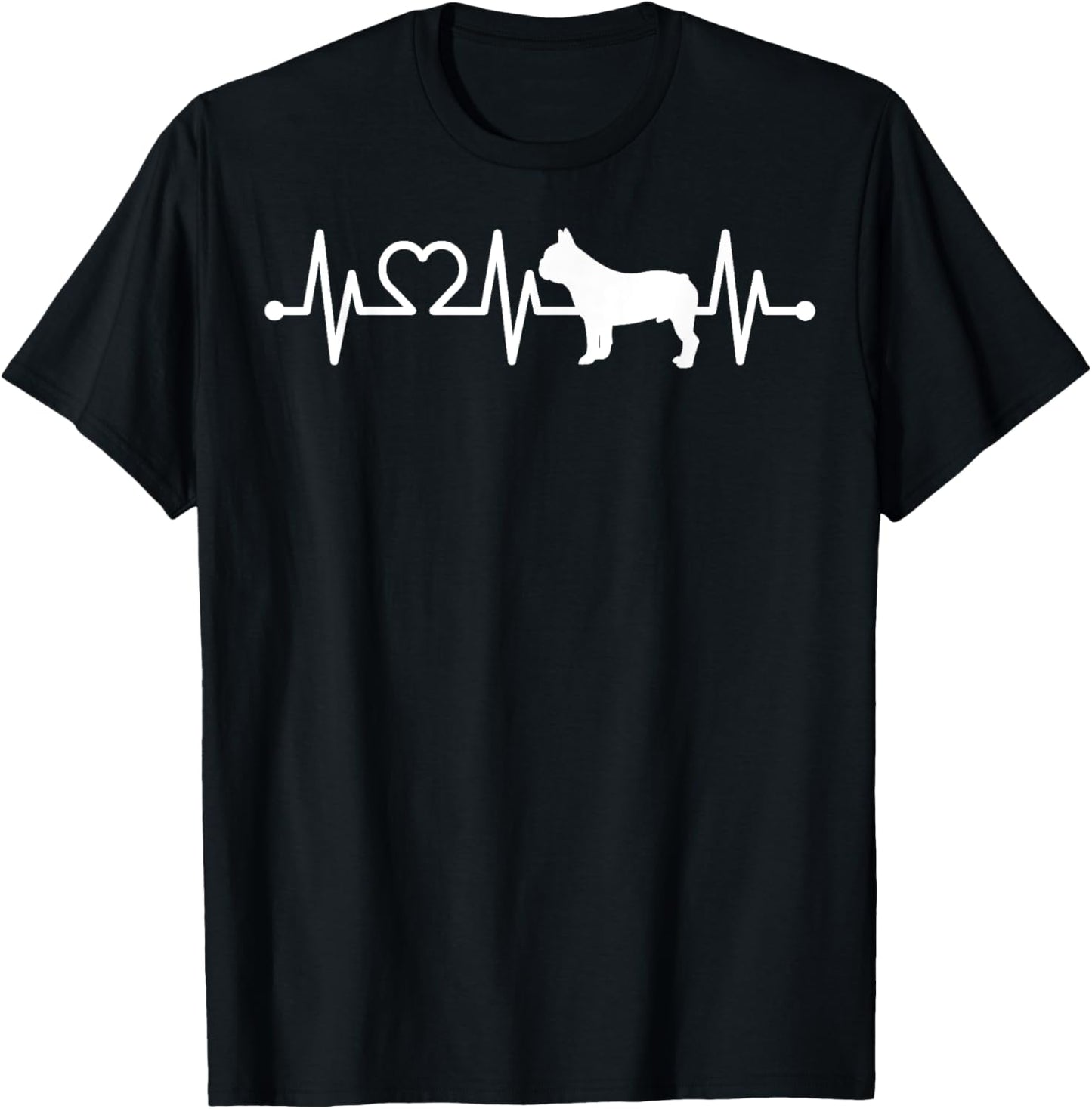 Heartbeat French bulldog Pulse ECG Bouledogue T-Shirt - T-Shirt | Black