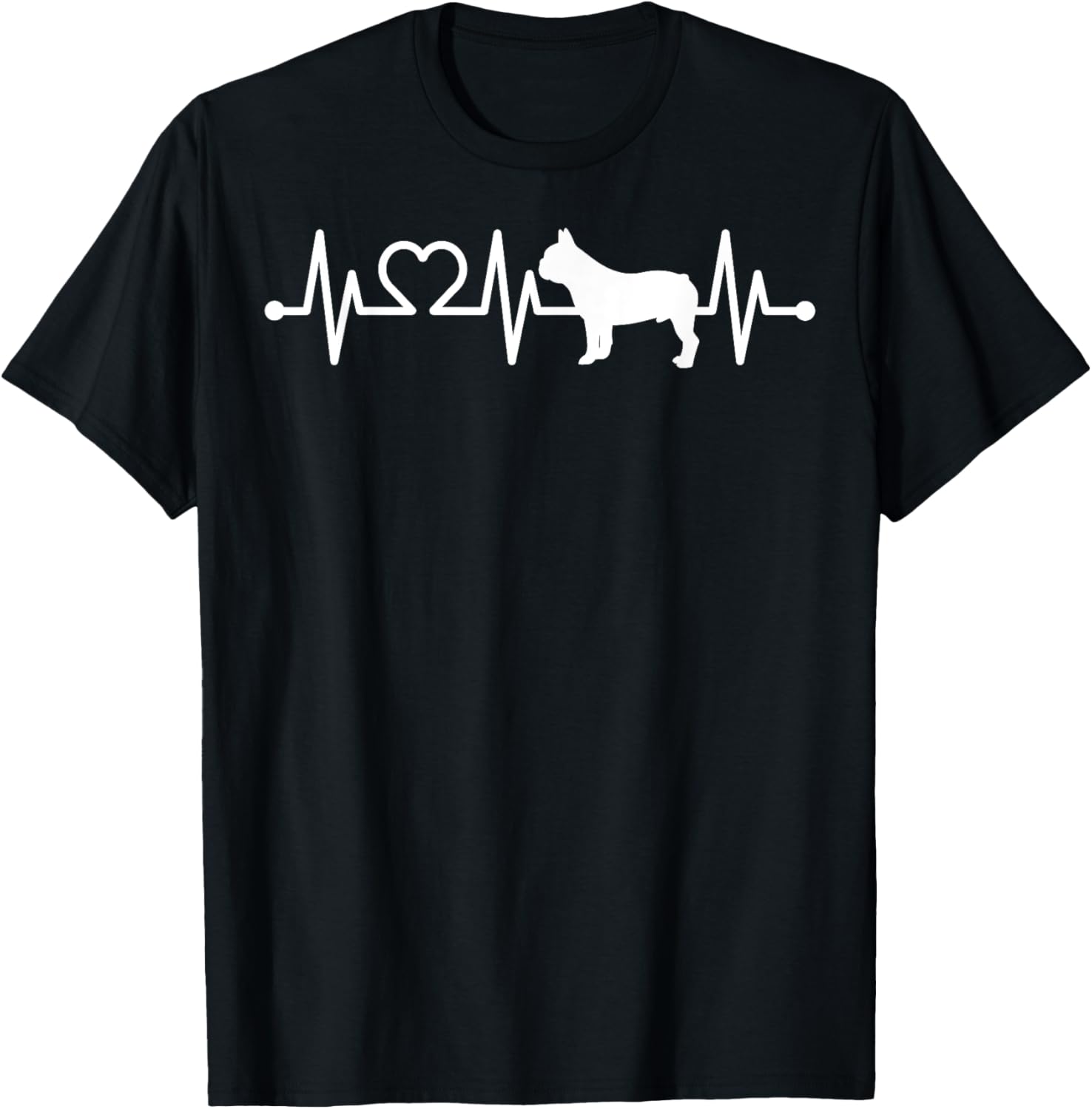Heartbeat French bulldog Pulse ECG Bouledogue T-Shirt - T-Shirt | Black