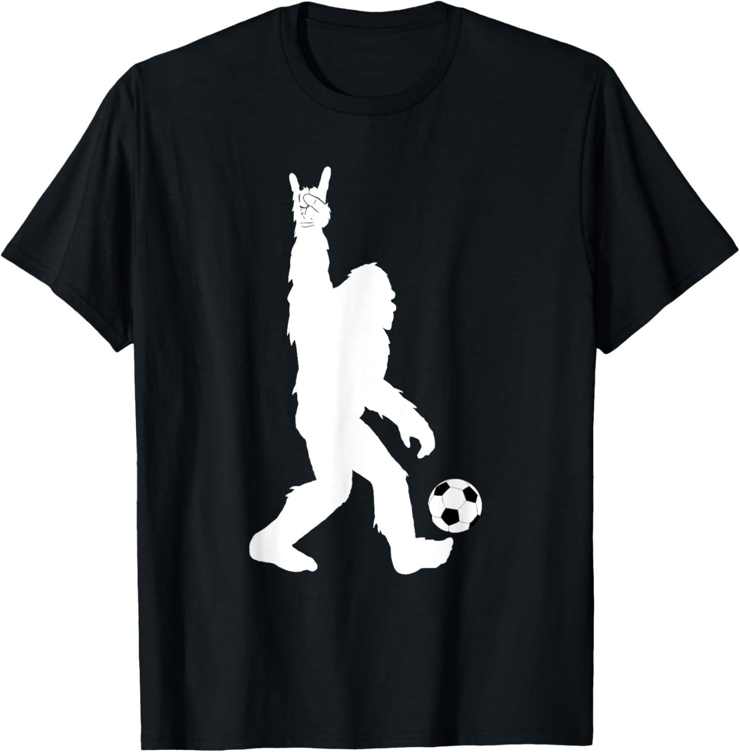 Funny Soccer Bigfoot Rock On for Sasquatch Soccer Players T-Shirt - T-Shirt | Black