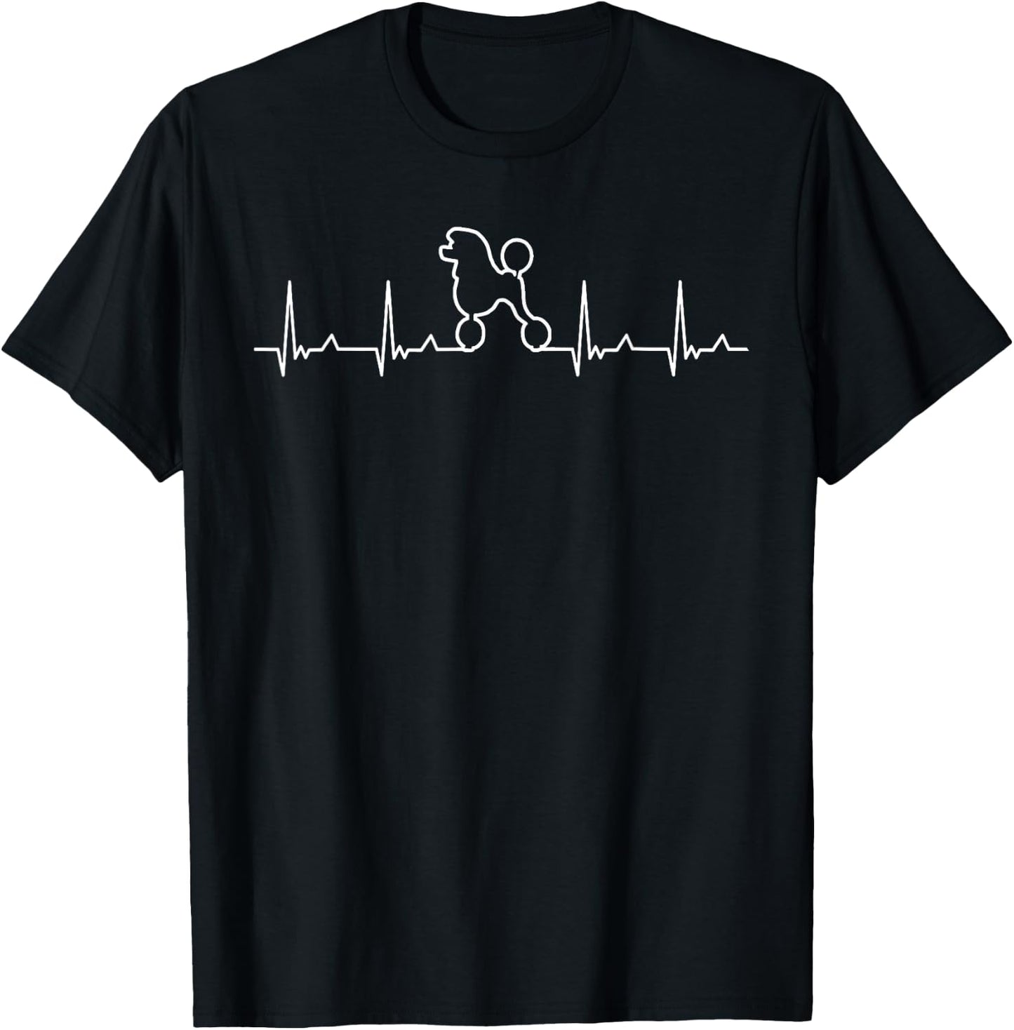 Poodle Heartbeat Line Dog Lover Men Women Kids T-Shirt - T-Shirt | Black