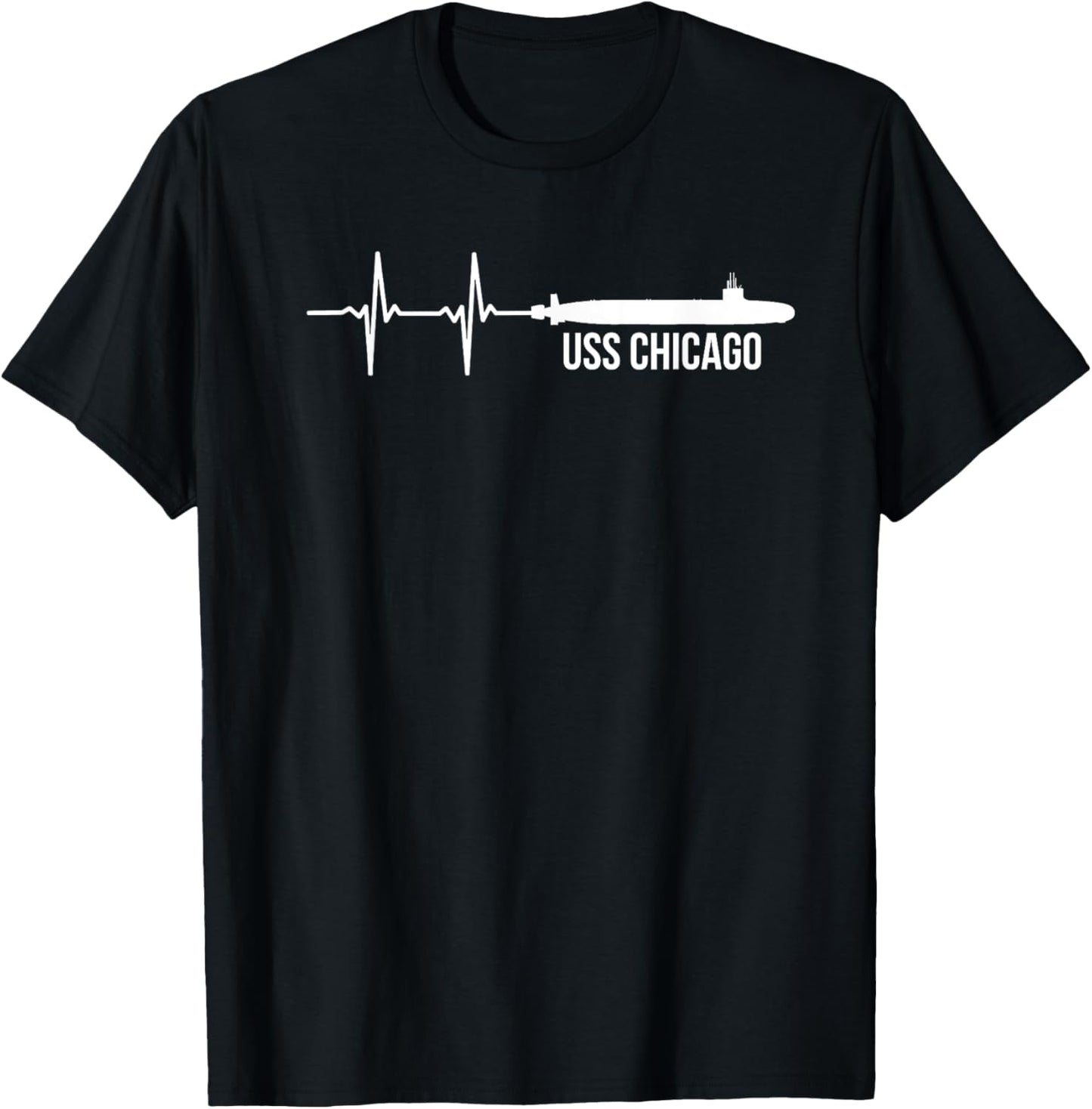 American Flag USS Chicago SSN-721 Submarine T-Shirt - T-Shirt | Black