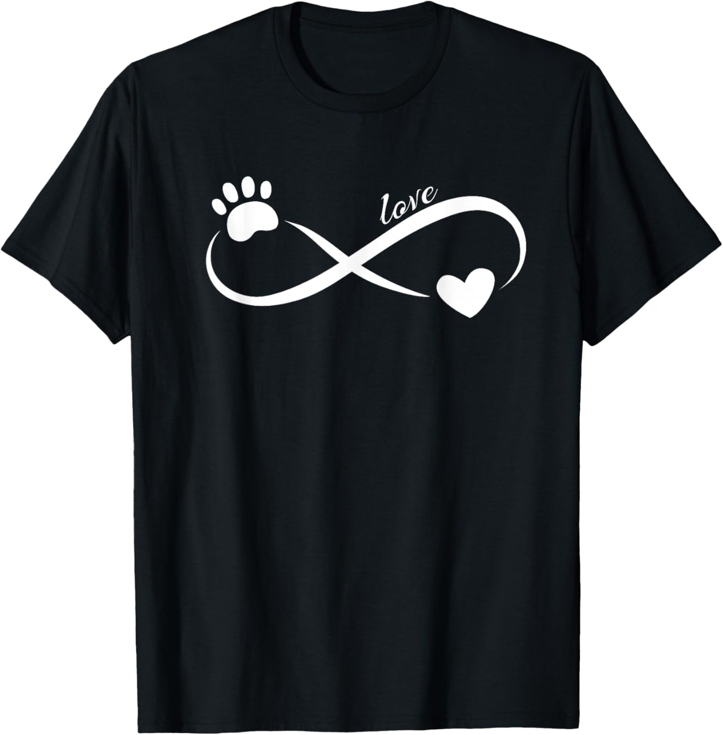Paw and Heart Infinity love symbol ~Cute pet lover design T-Shirt - T-Shirt | Black