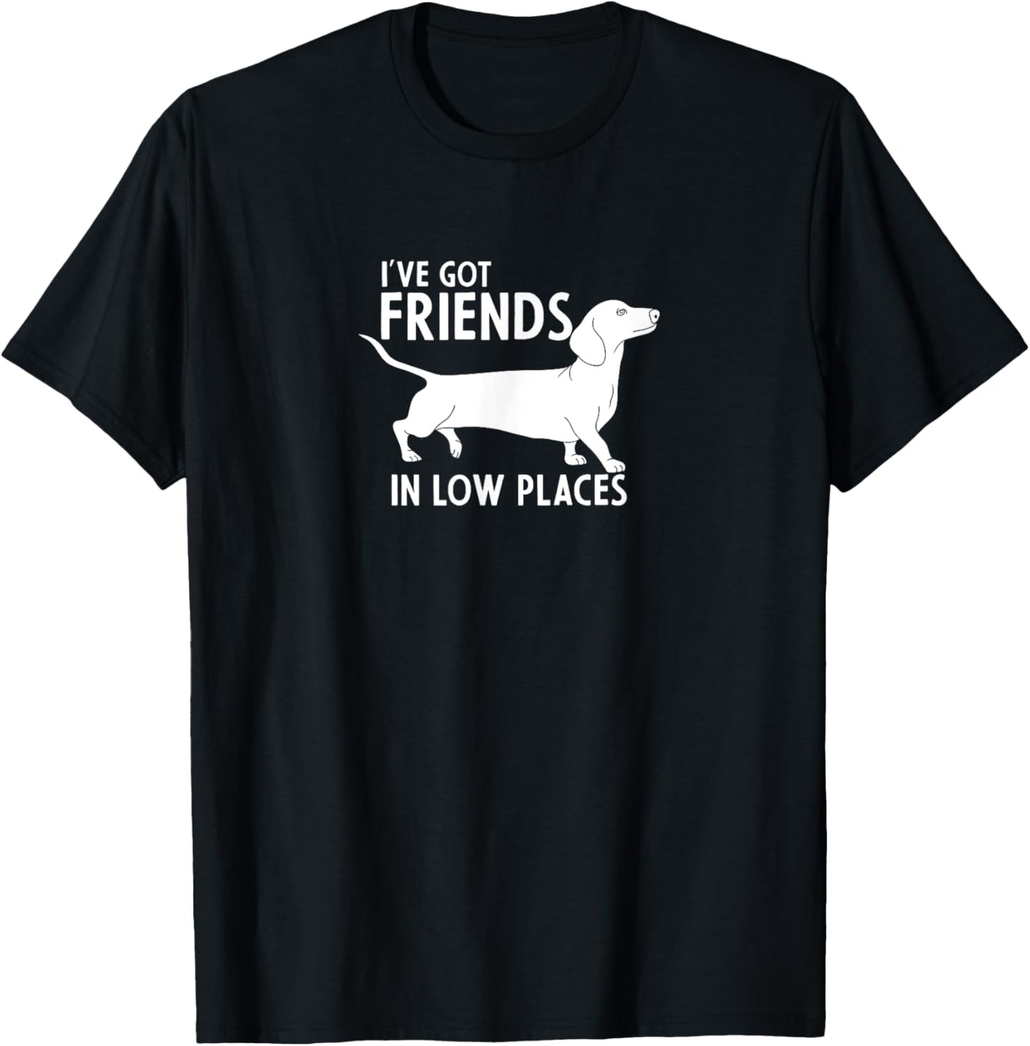 Dachshund I've Got Friends in Low Places Cute Dog Lover T-Shirt - T-Shirt | Black