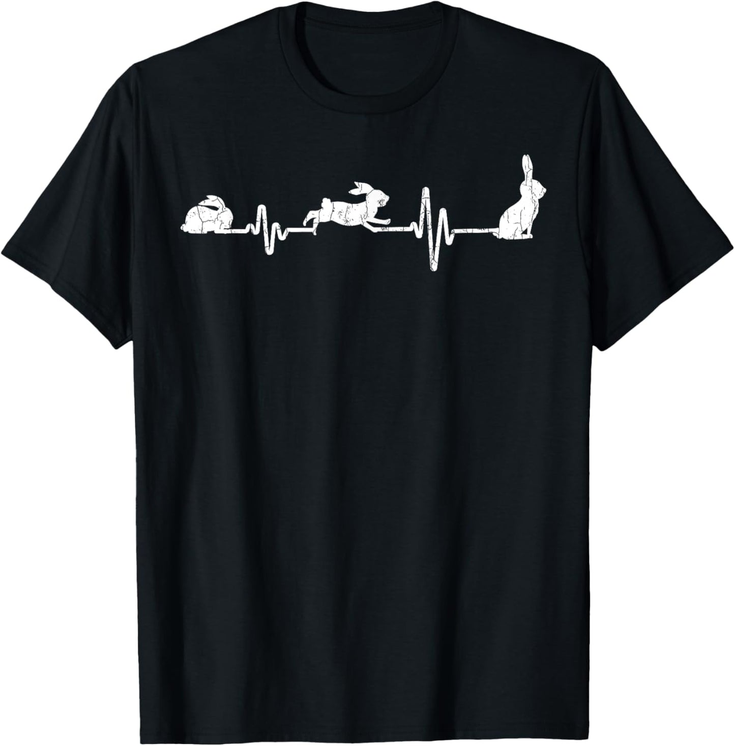 Rabbit Heartbeat Funny Graphic Bunny T-Shirt - T-Shirt | Black