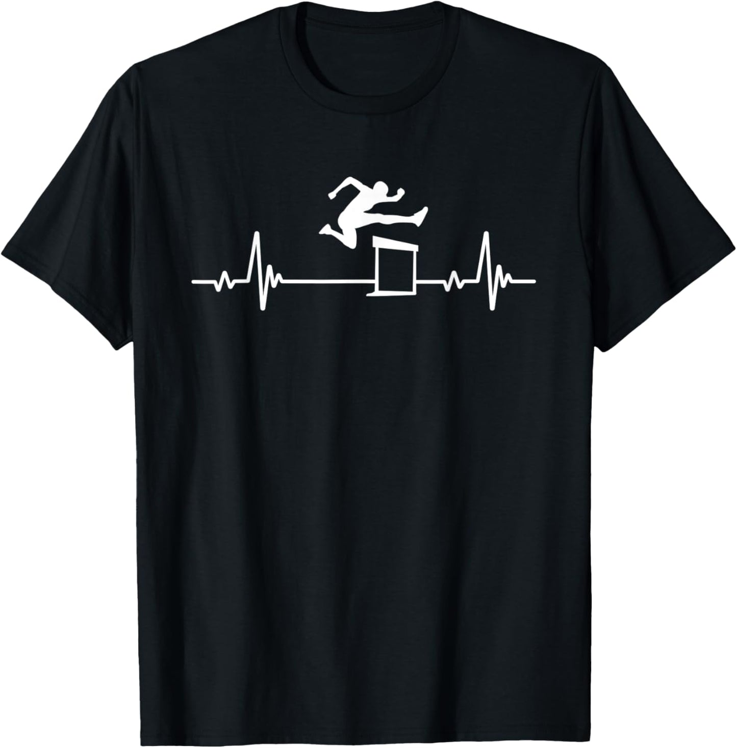 Great Hurdling Heartbeat Design Hurdles Running Athlete T-Shirt - T-Shirt | Black