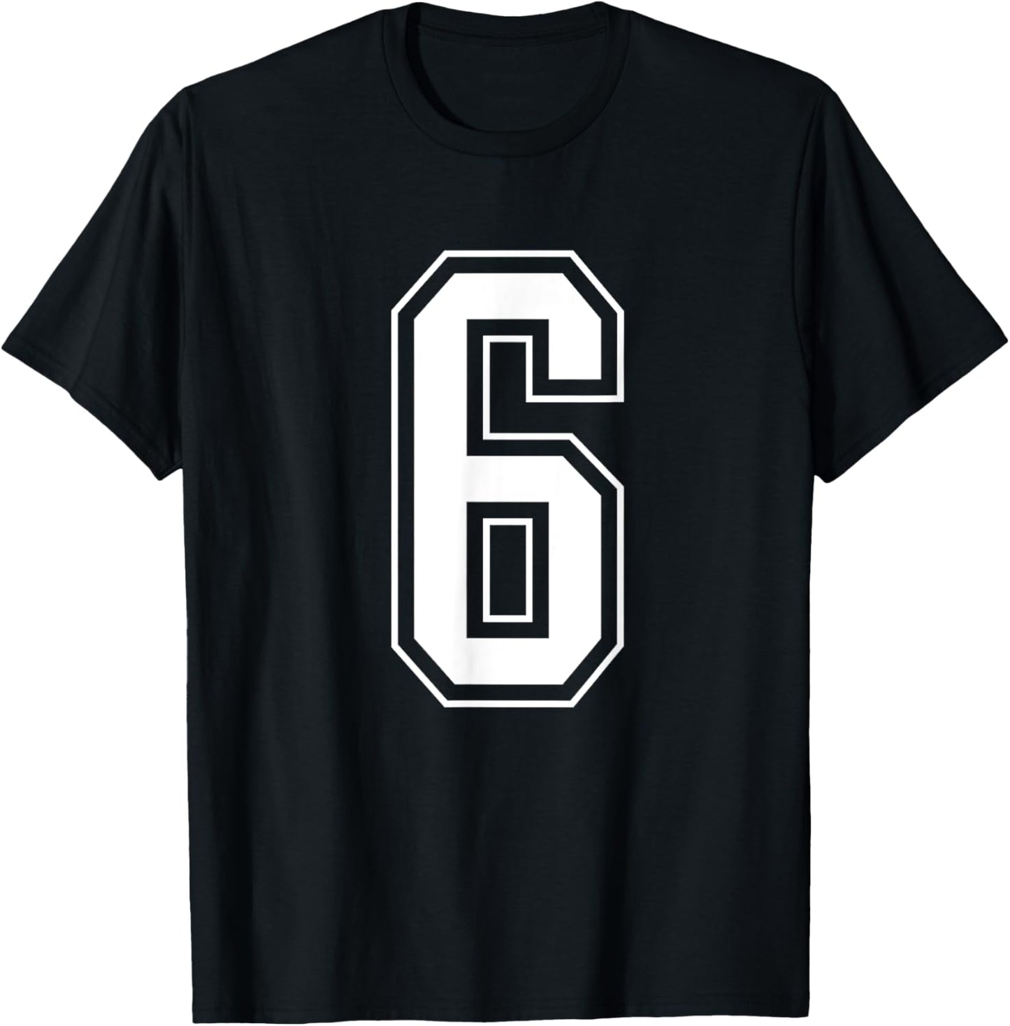 Varsity Jersey Number 6 T-Shirt - T-Shirt | Black
