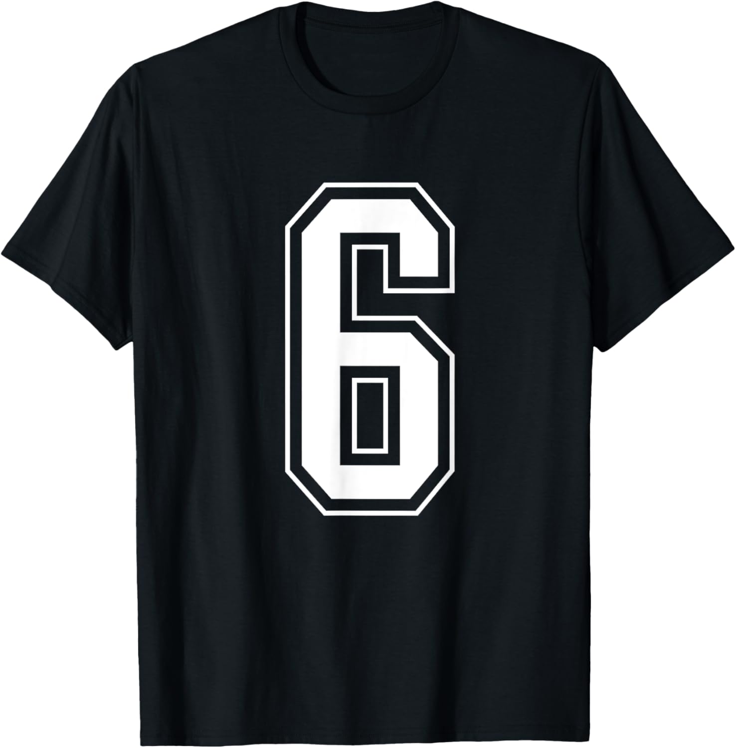 Varsity Jersey Number 6 T-Shirt - T-Shirt | Black
