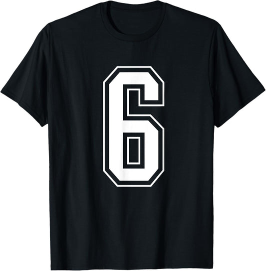 Varsity Jersey Number 6 T-Shirt - T-Shirt | Black