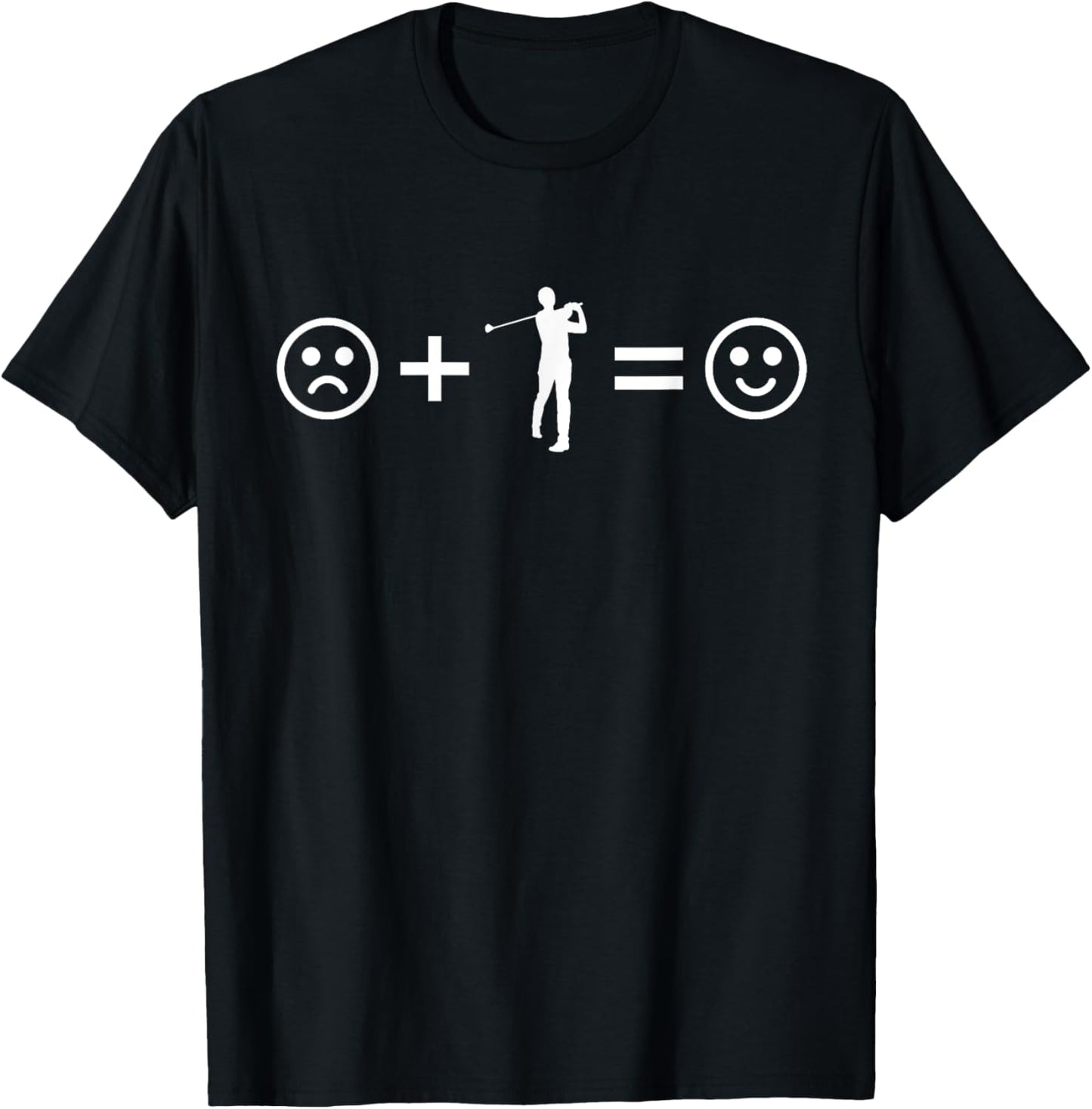 Golf Lover Player Sad Happy Face Equation T-Shirt - T-Shirt | Black