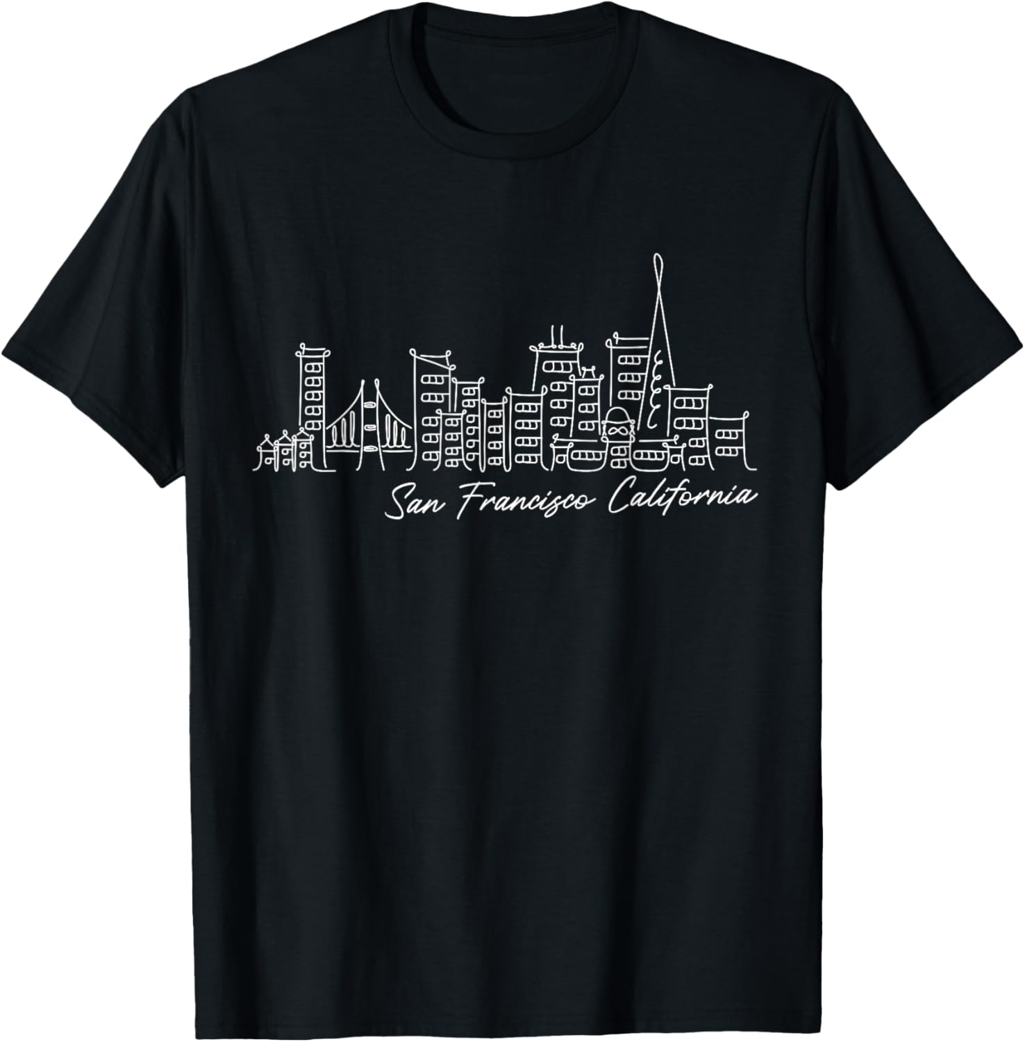 Signature San Francisco City Skyline - California Souvenir T-Shirt - T-Shirt | Black
