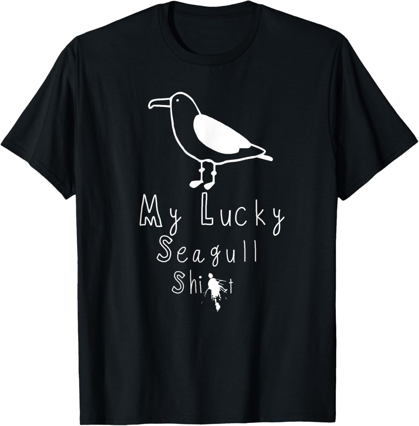 My Lucky seagull graphic Funny Poop T-Shirt - T-Shirt | Black
