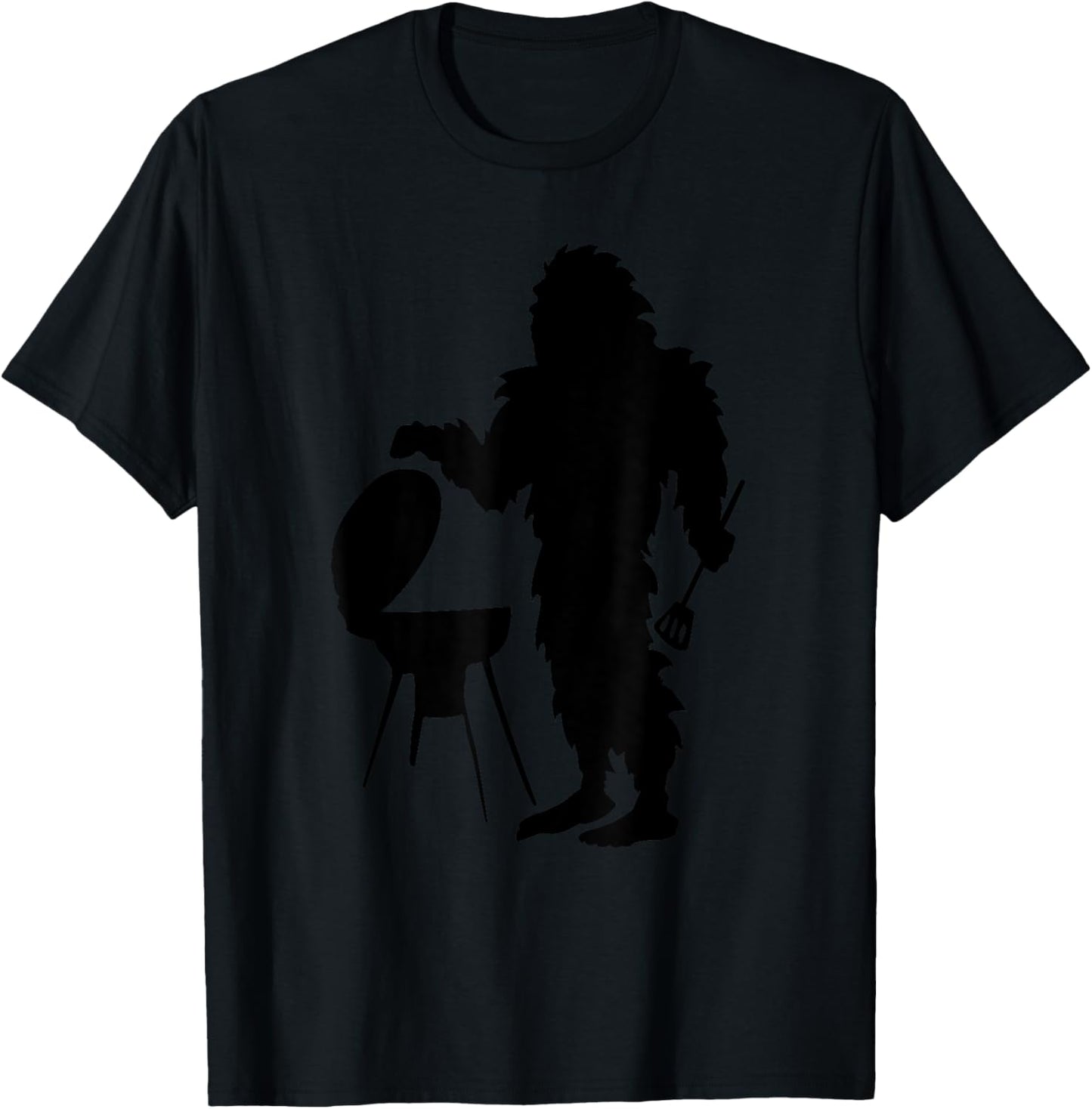 Bigfoot Cooking Outdoors Camping Hiking Sasquatch Silhouette T-Shirt - T-Shirt | Black