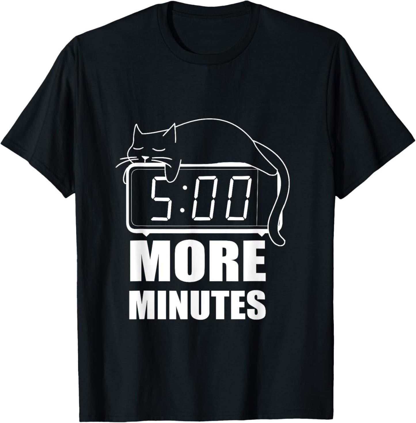 5 More Minutes Cute Sleeping Cat Men Women T-Shirt - T-Shirt | Black