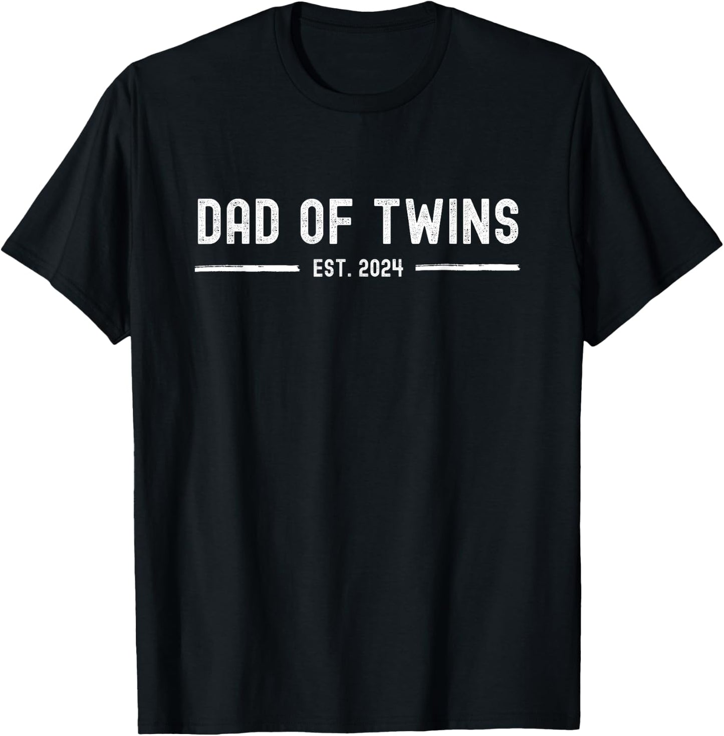 Dad of Twins Est. 2024 - First Father's Day with Twins Gift T-Shirt - T-Shirt | Black