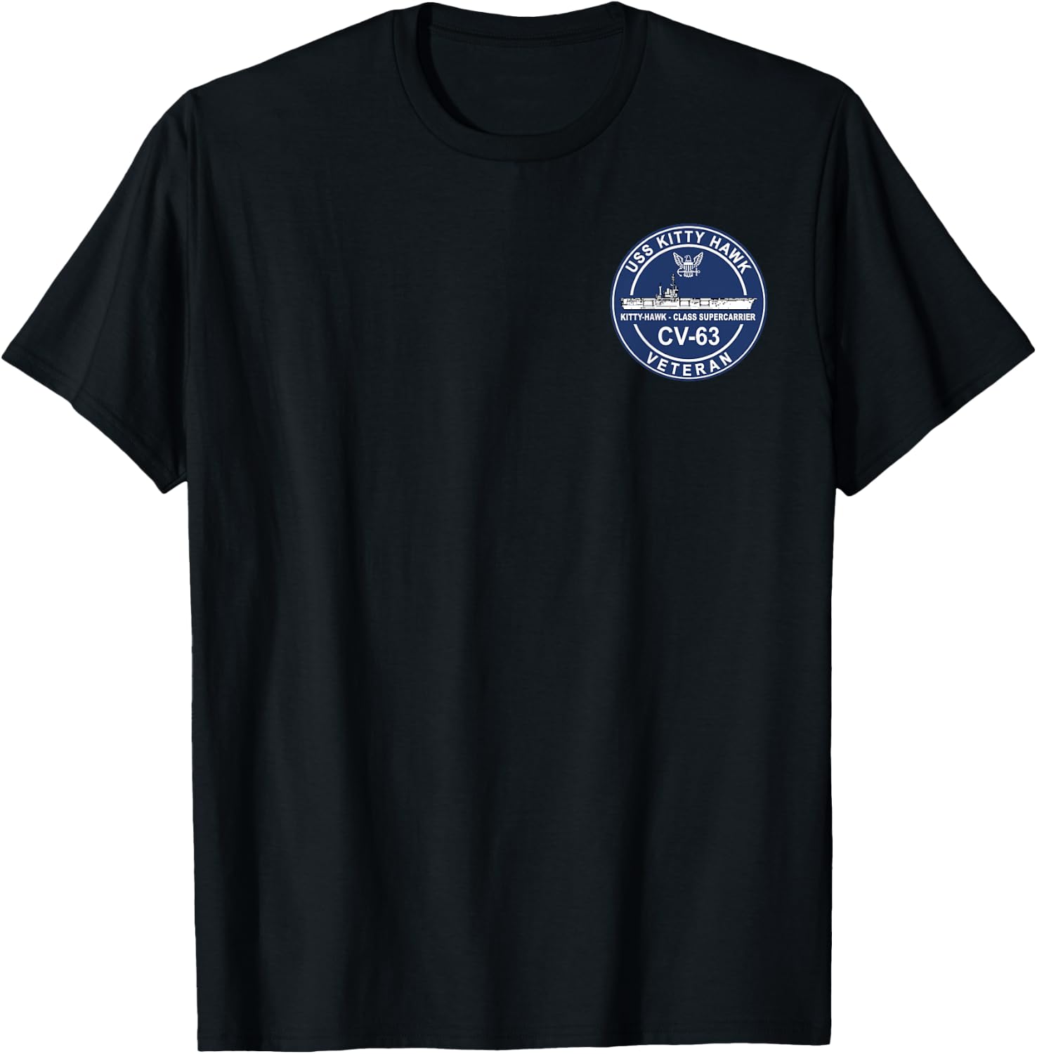 Vintage USS Kitty Hawk CV-63 Aircraft Carrier Veteran Flag T-Shirt - T-Shirt | Black