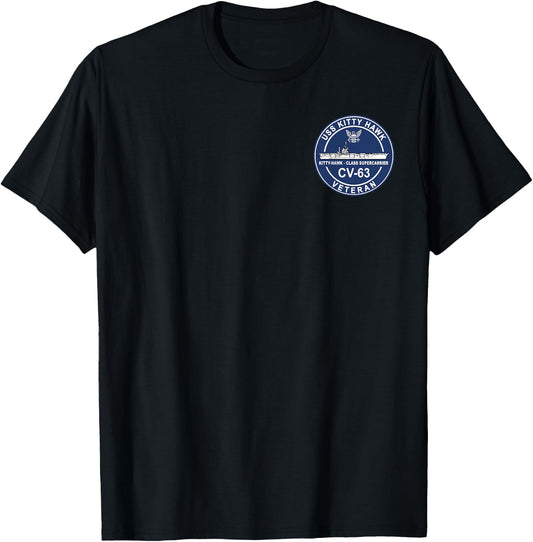 Vintage USS Kitty Hawk CV-63 Aircraft Carrier Veteran Flag T-Shirt - T-Shirt | Black