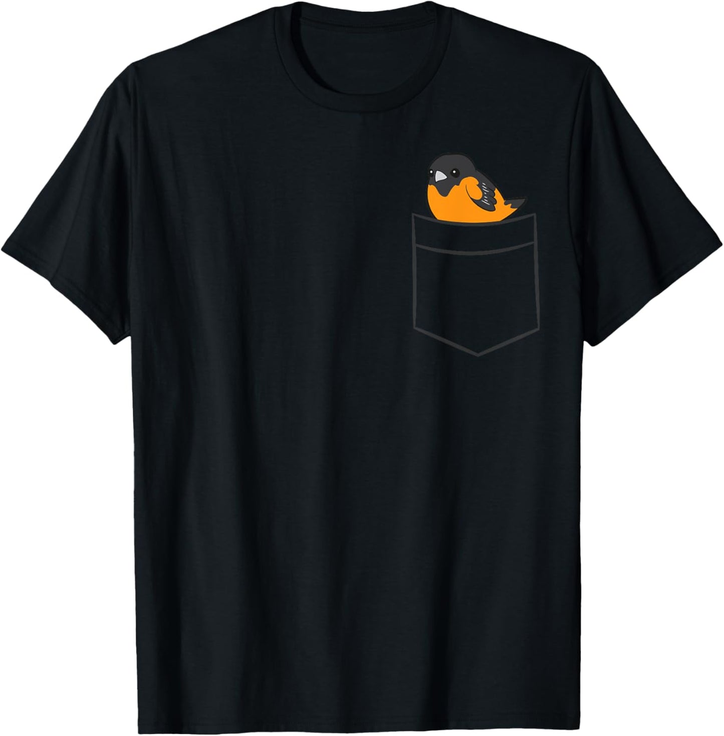 Oriole Bird In The Pocket Cute Pocket Oriole T-Shirt - T-Shirt | Black