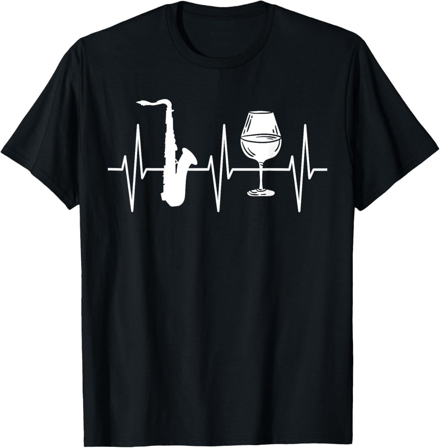 Saxophone Shirt Funny Wine Lover Jazz Musician Saxophonist T-Shirt - T-Shirt | Black