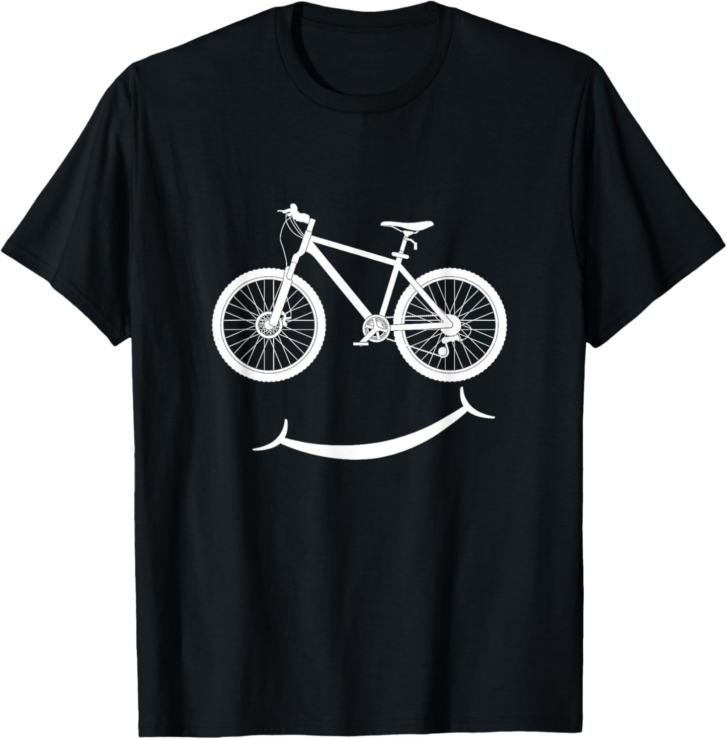 Funny Bicycle Smile Bike Smiling Face Biker Cycling Lover T-Shirt - T-Shirt | Black