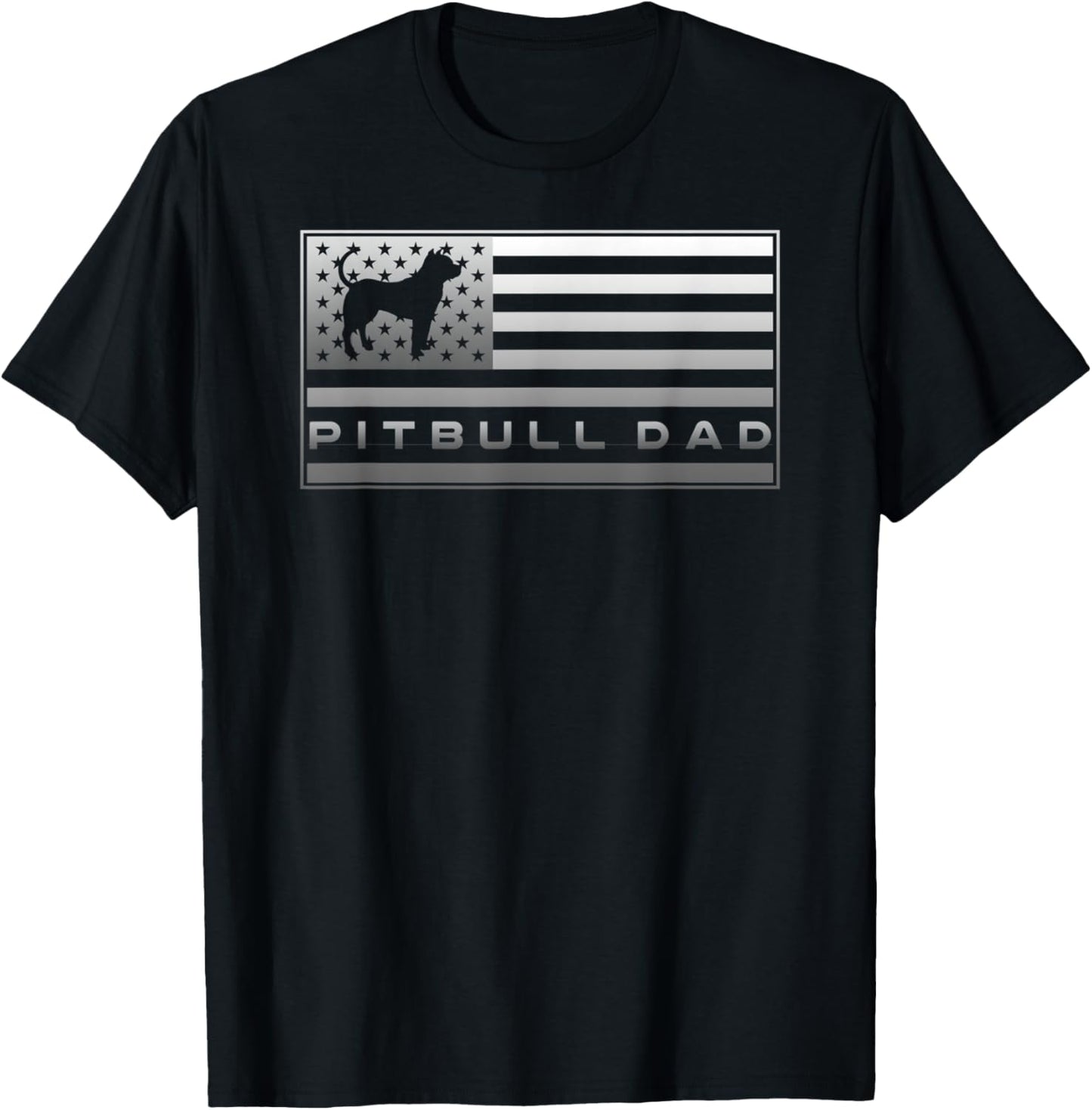 Vintage USA American Flag Proud Pitbull Dog Dad Silhouette Women Kids Men T-Shirt - T-Shirt | Black