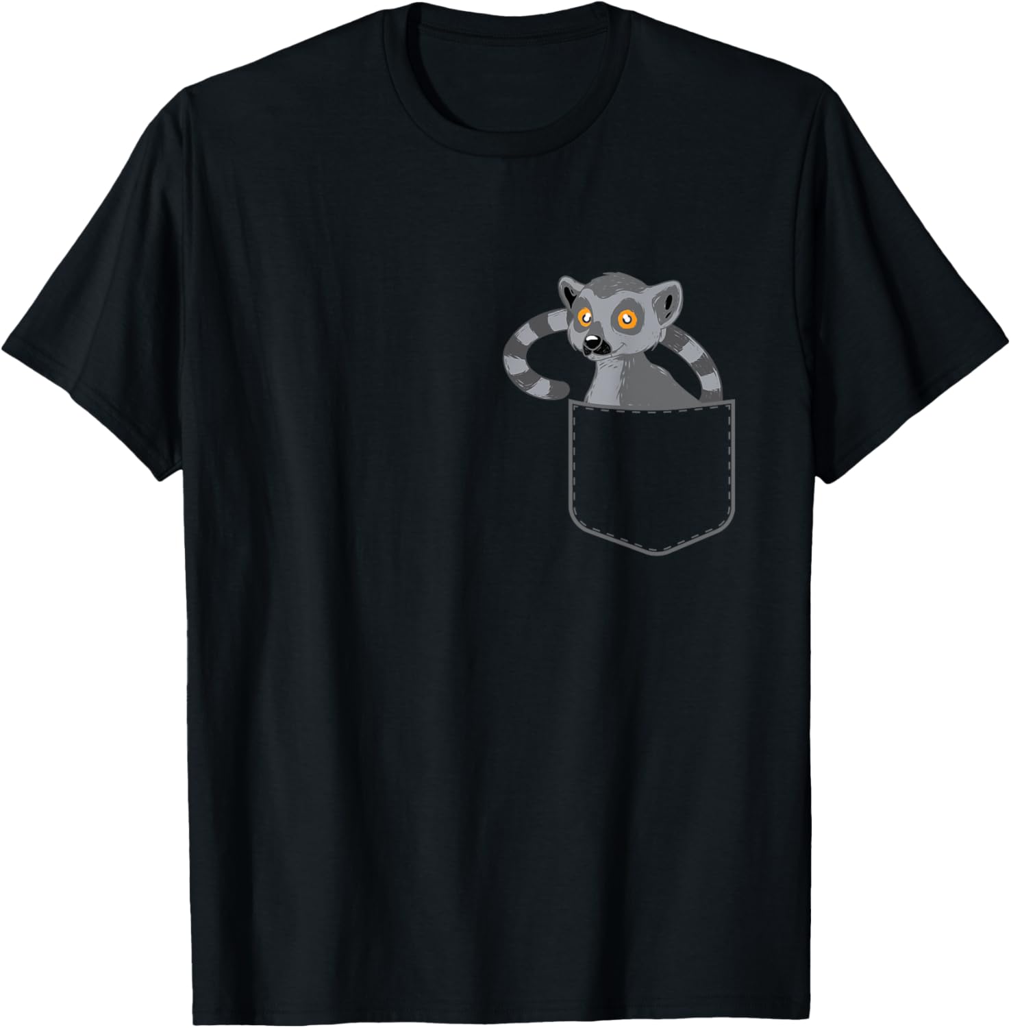 Lemur Pocket - Animal Researcher Zookeeper Lemur Lover T-Shirt - T-Shirt | Black