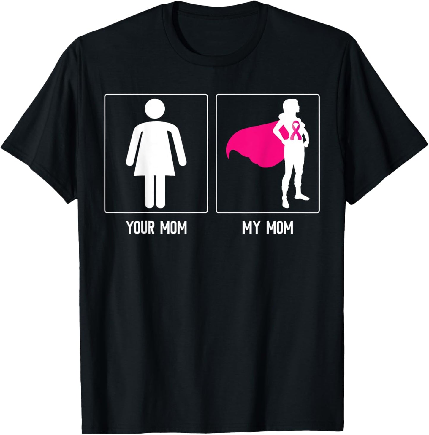 MY MOM BREAST CANCER SURVIVOR SUPERHERO MOTHERS DAY Family T-Shirt - T-Shirt | Black