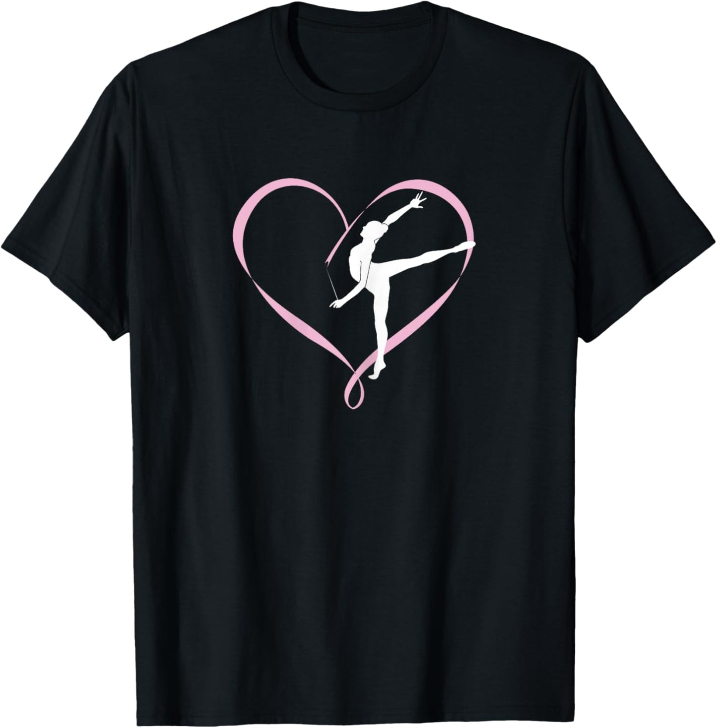 Gymnastics Gymnast Heart Ribbon Love T-Shirt - T-Shirt | Black