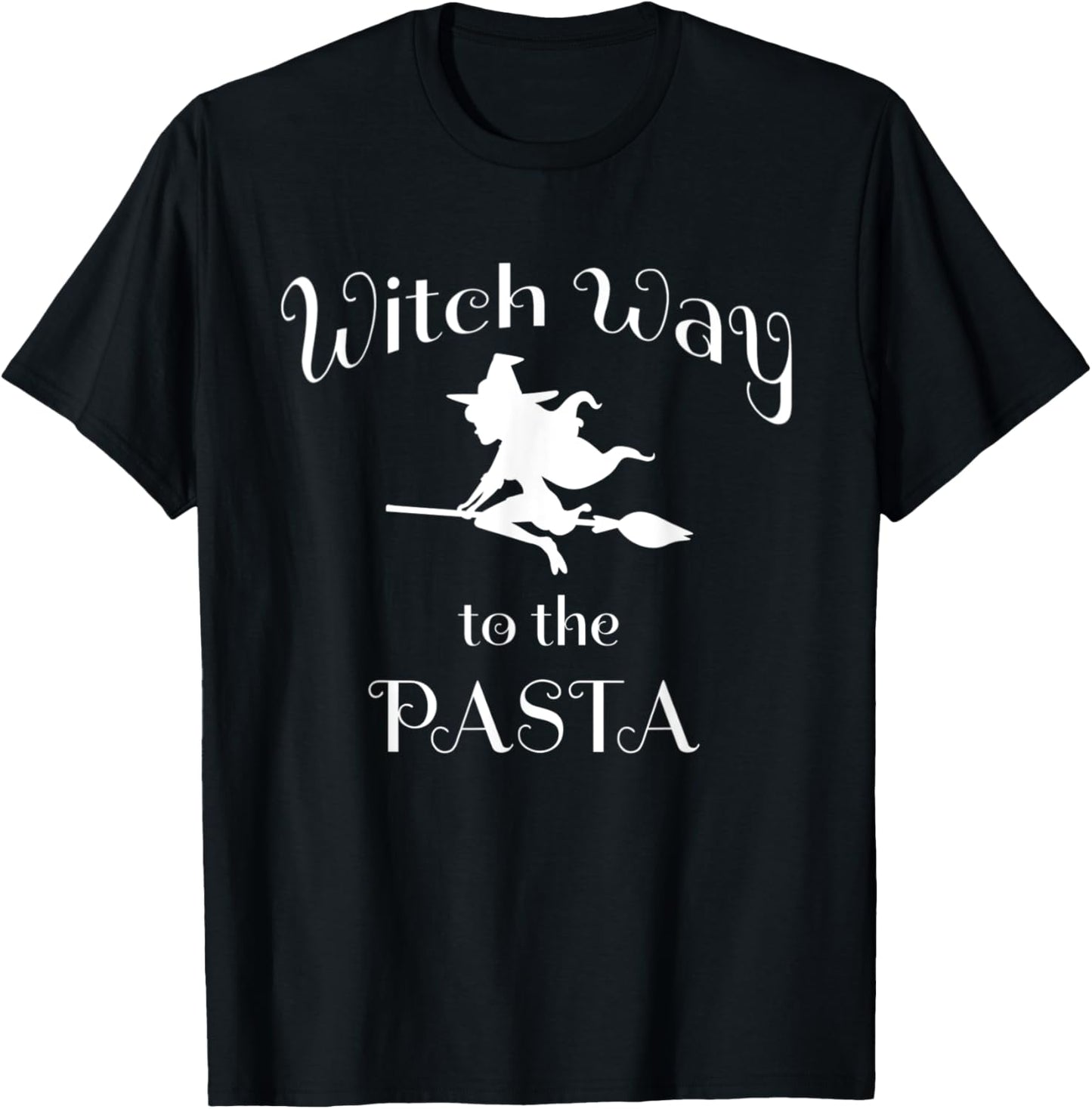 Halloween Pun Witch Way To The Pasta T-Shirt - T-Shirt | Black