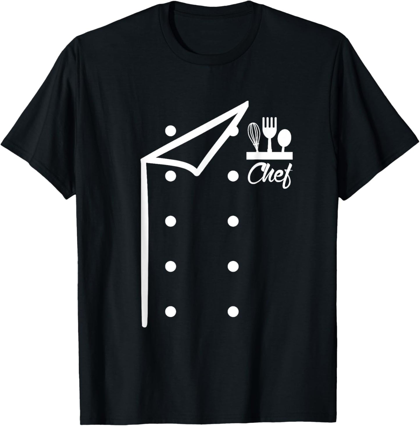 Chef Uniform Jacket Faux Cook for Cooking Funny Costume T-Shirt - T-Shirt | Black