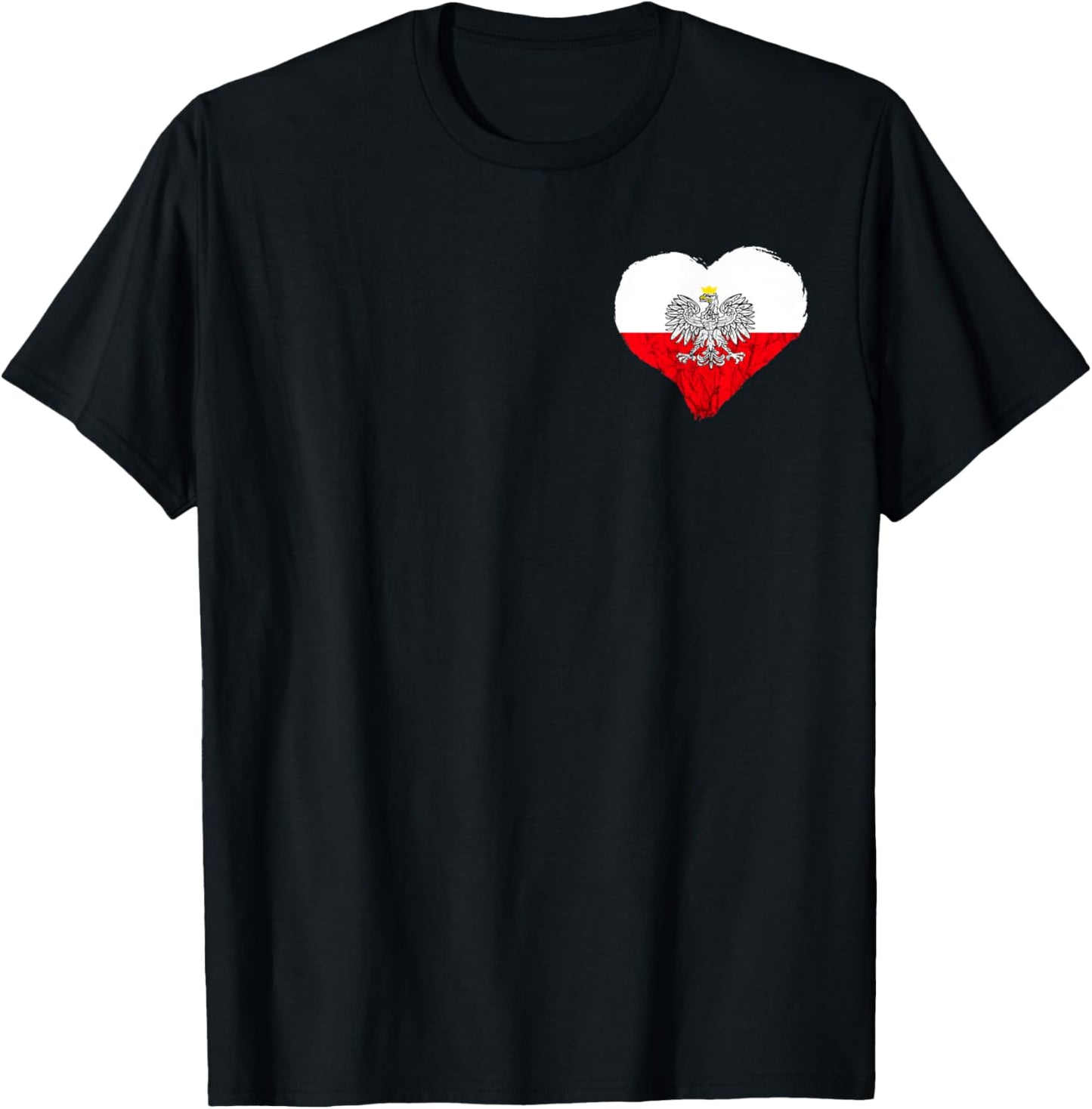 Poland Polish Flag Heart Polish Eagle Polish Pride Polska T-Shirt - T-Shirt | Black