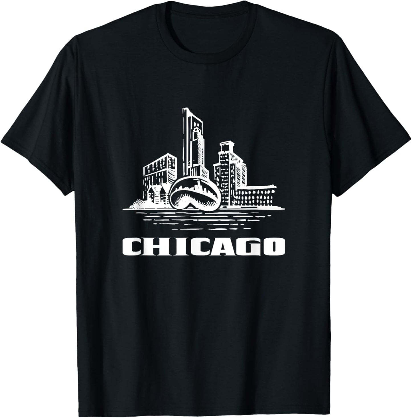 Chicago Downtown City Chicago Illinois Cloud Gate The Bean T-Shirt - T-Shirt | Black