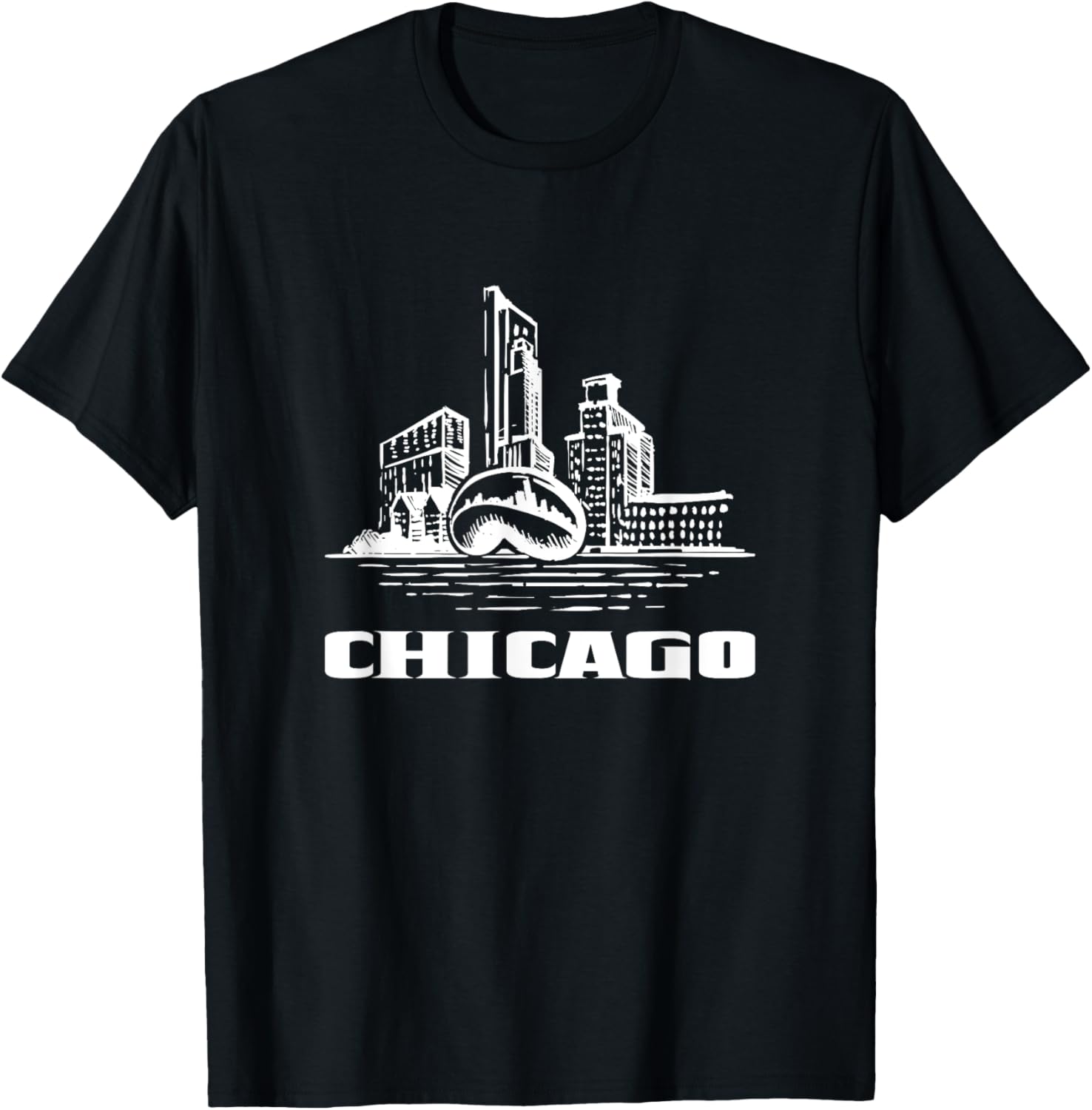 Chicago Downtown City Chicago Illinois Cloud Gate The Bean T-Shirt - T-Shirt | Black