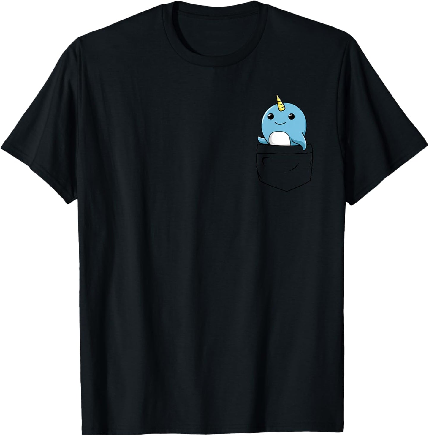 Narwhal Pocket | Unicorn of the Sea Funny Animal T-Shirt - T-Shirt | Black