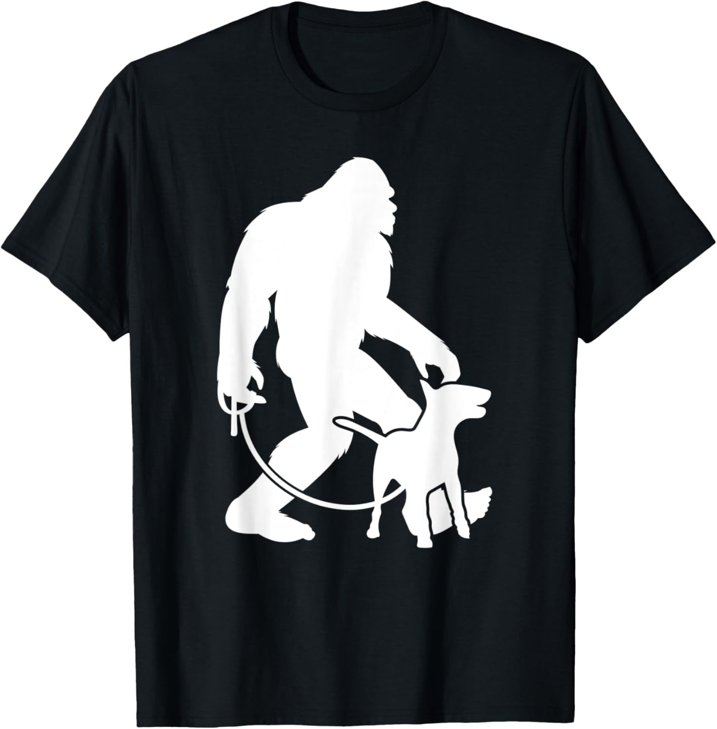 Bigfoot Walking Bull Terrier Dog Lover Sasquatch Dog Walker Women Kids T-Shirt - T-Shirt | Black