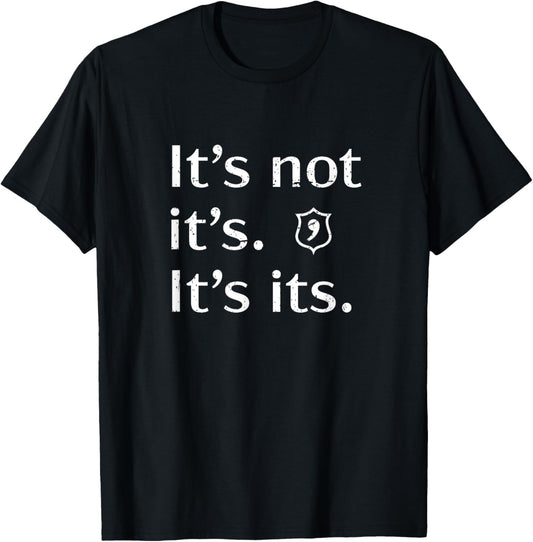 English Teacher Linguist Correct Spelling Grammar Apostrophes Police Badge Languages Funny Black T-Shirt - T-Shirt | Black