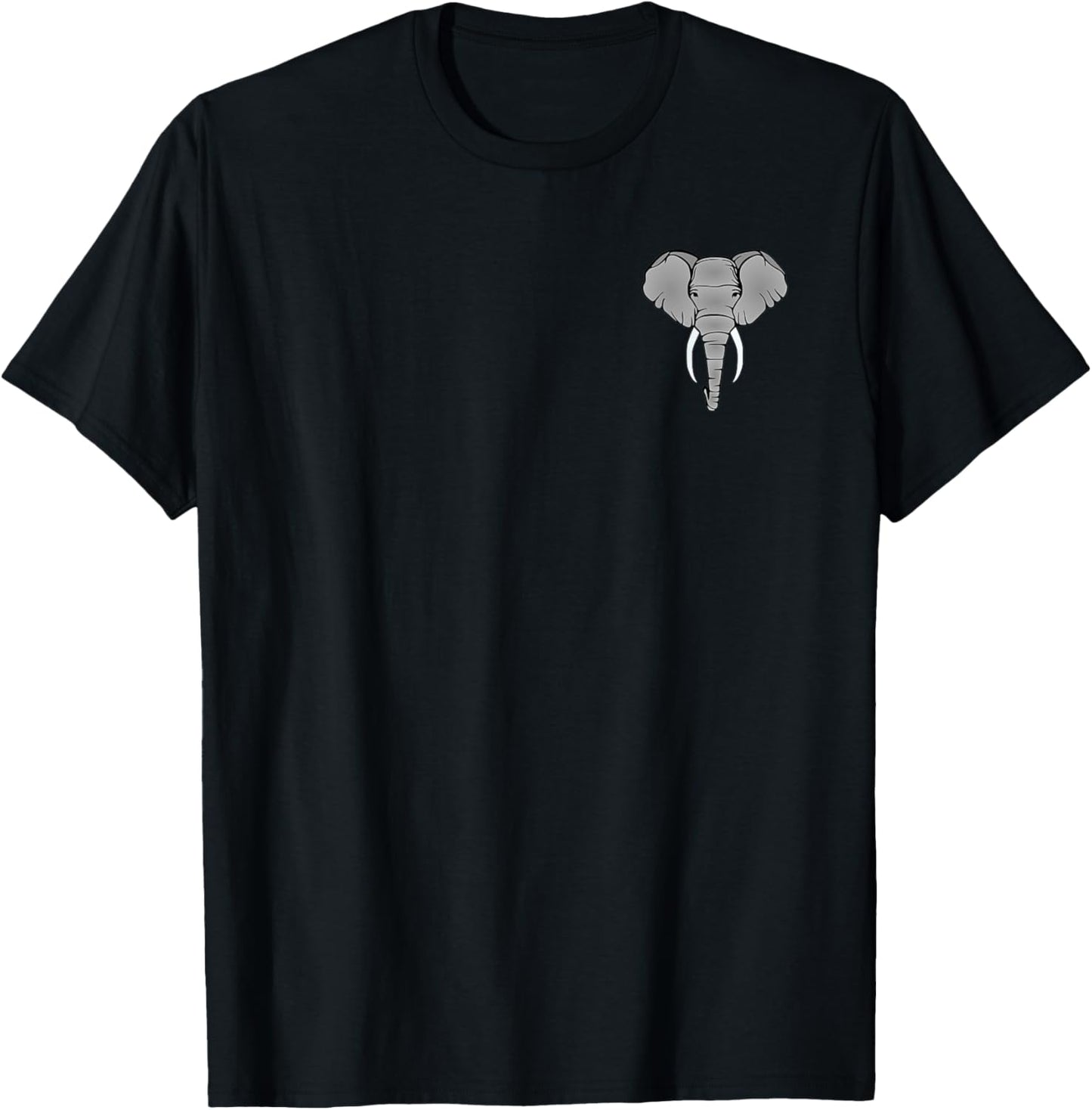 Elephant With Tusks Pocket Style T-Shirt - T-Shirt | Black