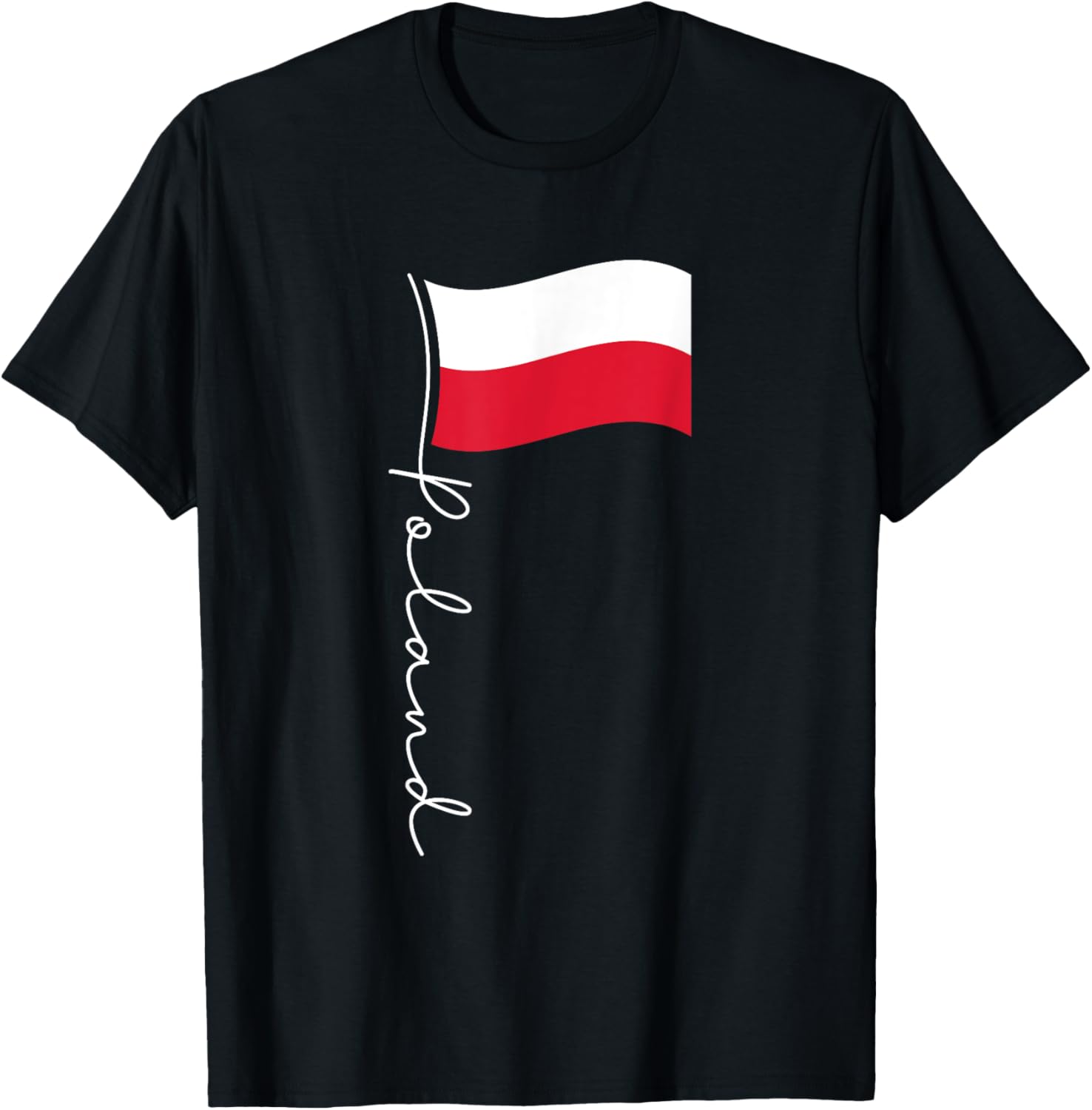 Poland Signature Flag Pole - Elegant Patriotic Polish Flag T-Shirt - T-Shirt | Black