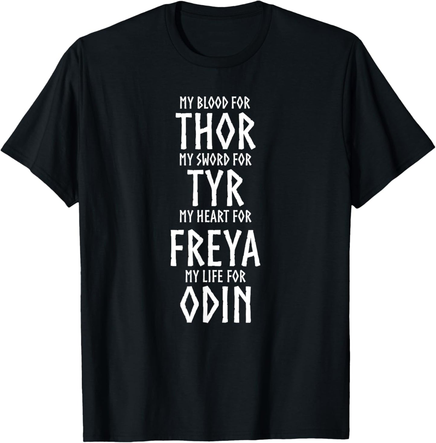 Norse Viking Gods - Thor Tyr Freya Odin - Nordic Mythology T-Shirt - T-Shirt | Black