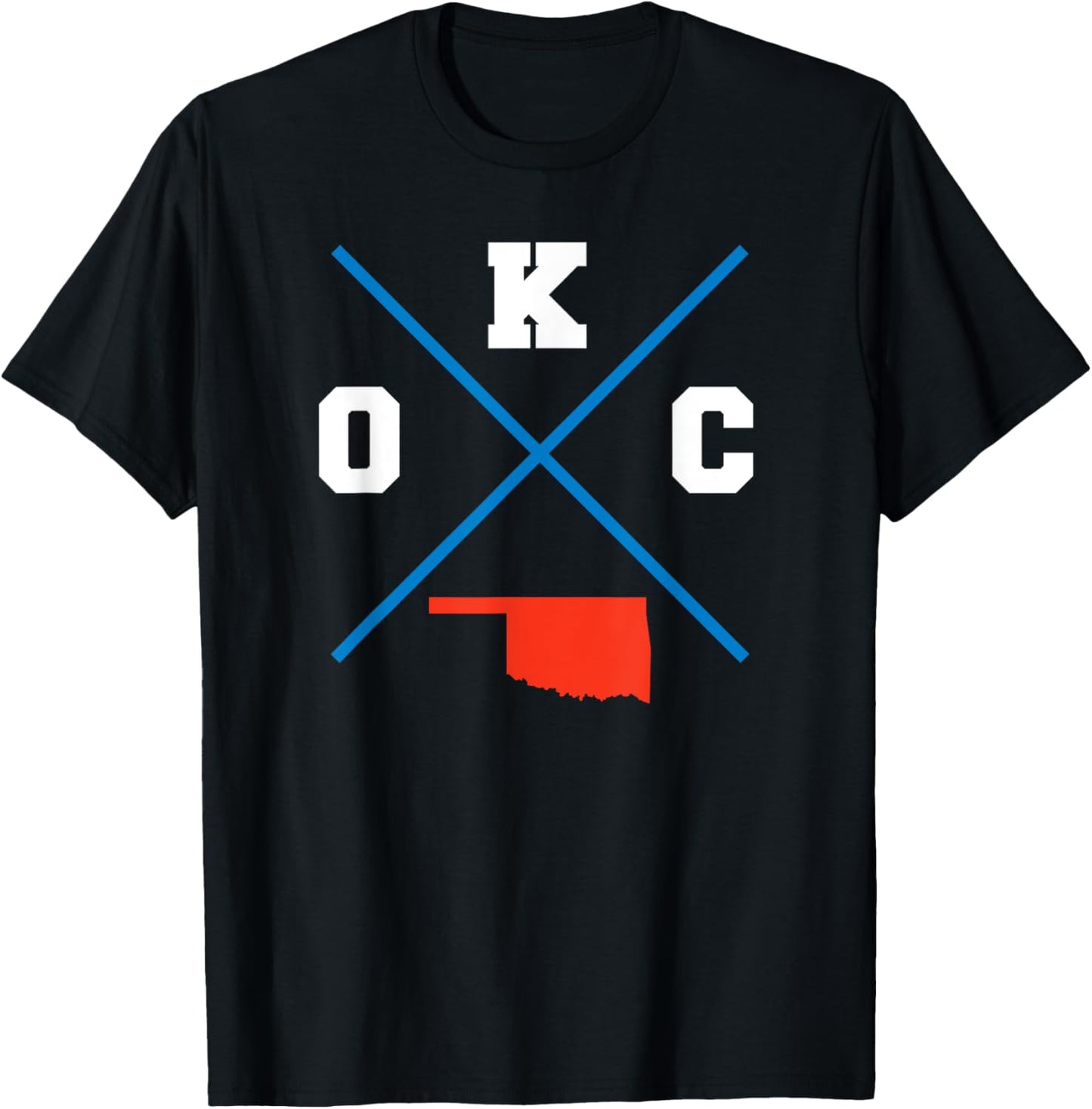 Tout Wear Oklahoma City Classic OKC Vintage Outline - Blue, -Adult, Short Sleeve, City-Themed, Modern Classic, , Small T-Shirt - T-Shirt | Black