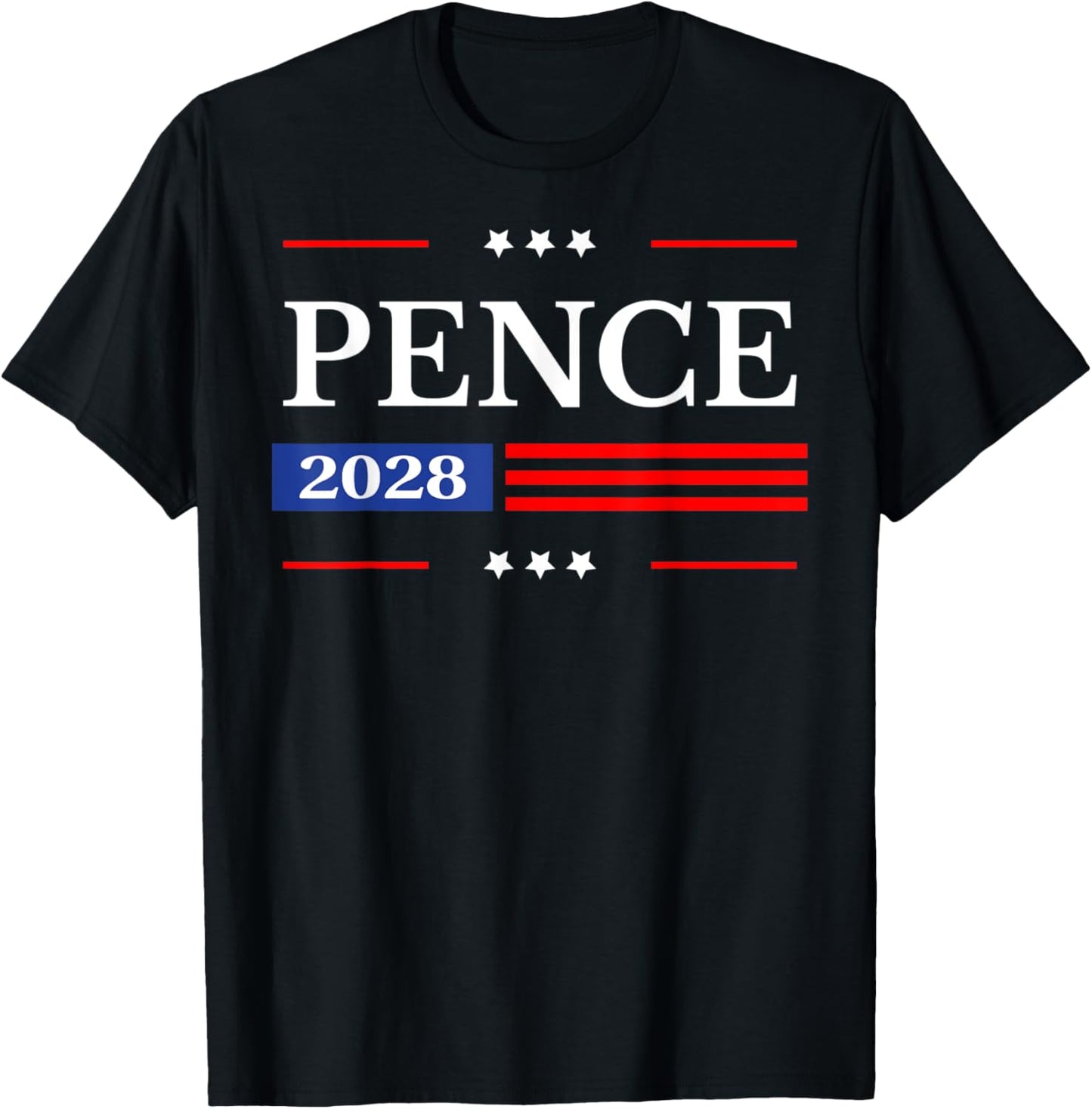 Mike Pence 2028 President American Flag USA America Patriot T-Shirt - T-Shirt | Black