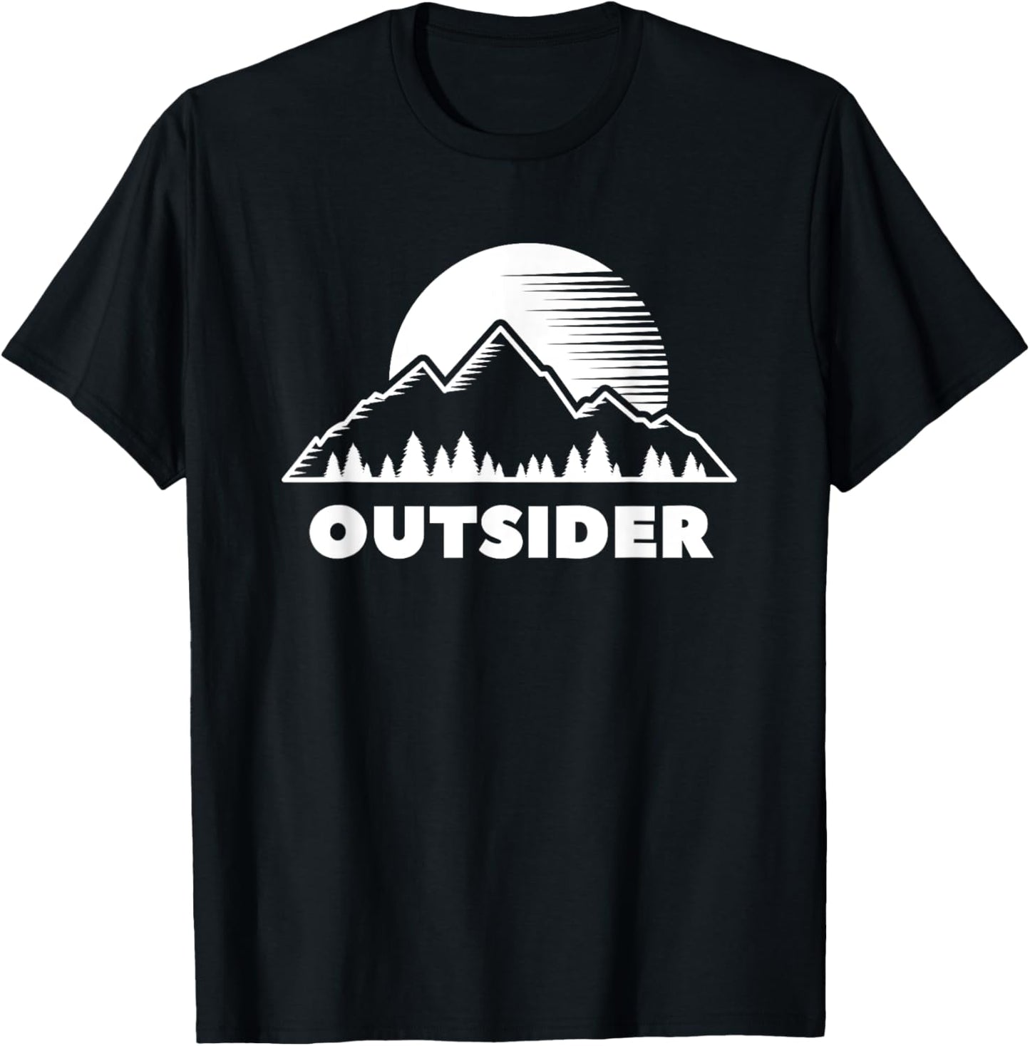 Outsider Mountains Nature Hiking Outdoor Cool Minimalist T-Shirt - T-Shirt | Black