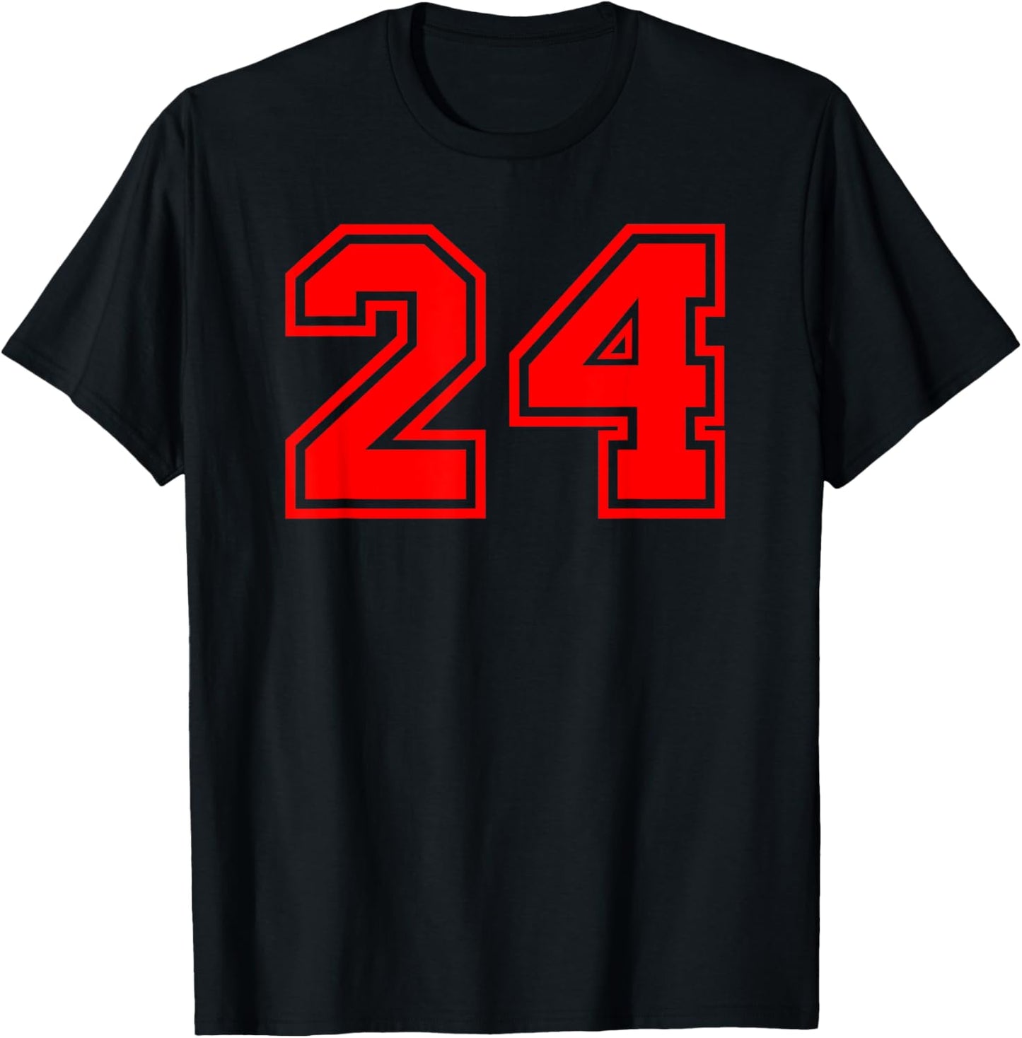 Number #24 Sport Red Varsity Number 24 T-Shirt - T-Shirt | Black
