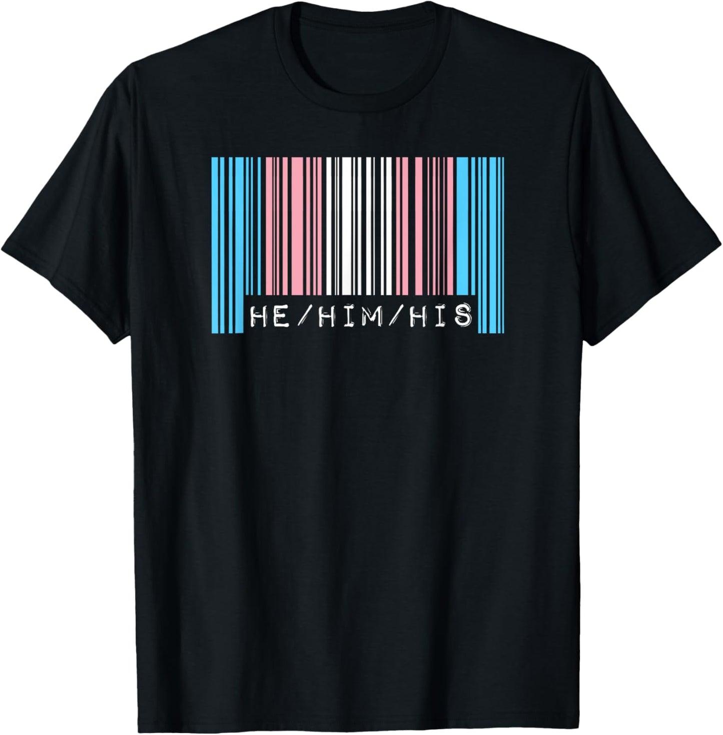 He Him His Pronouns Transgender Pride Flag Barcode Aesthetic T-Shirt - T-Shirt | Black