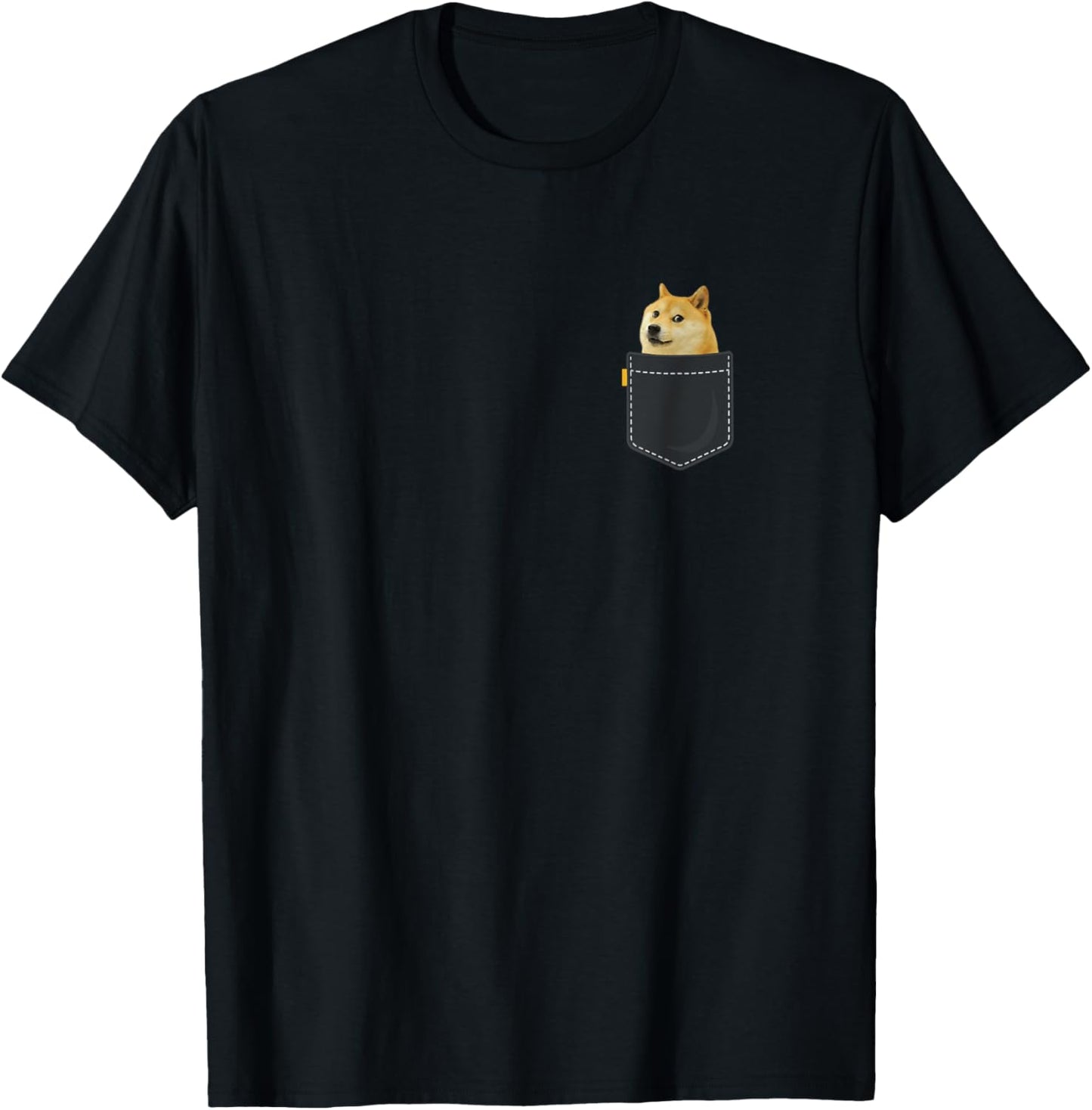 Dogecoin Crypto Meme breast pocket DOGE Meme Logo Dogecoin T-Shirt - T-Shirt | Black