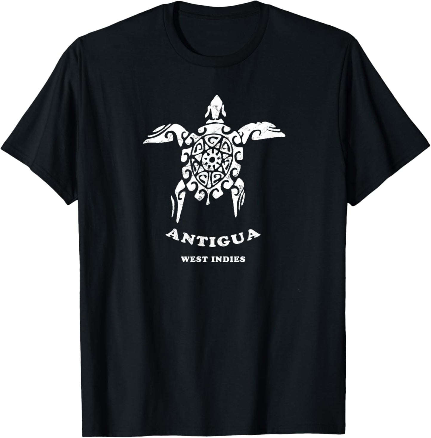 Antigua, West Indies Vintage Tribal Sea Turtle Vacation T-Shirt - T-Shirt | Black